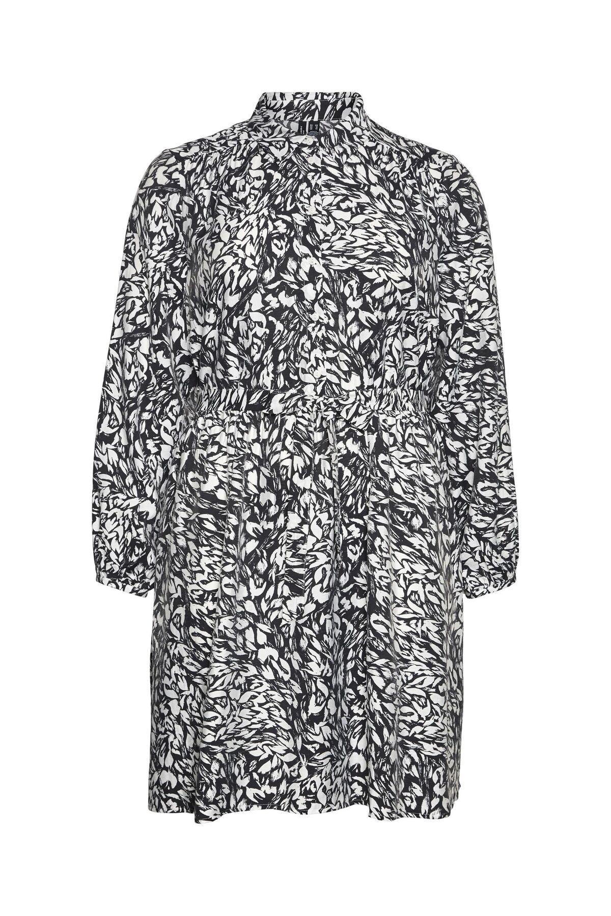 Veromoda Curve-Kleid Normal geschnitten Hemdkragen Curve Nicht verstellbare Bündchen Weite Ärmel Kurzes Kleid 2