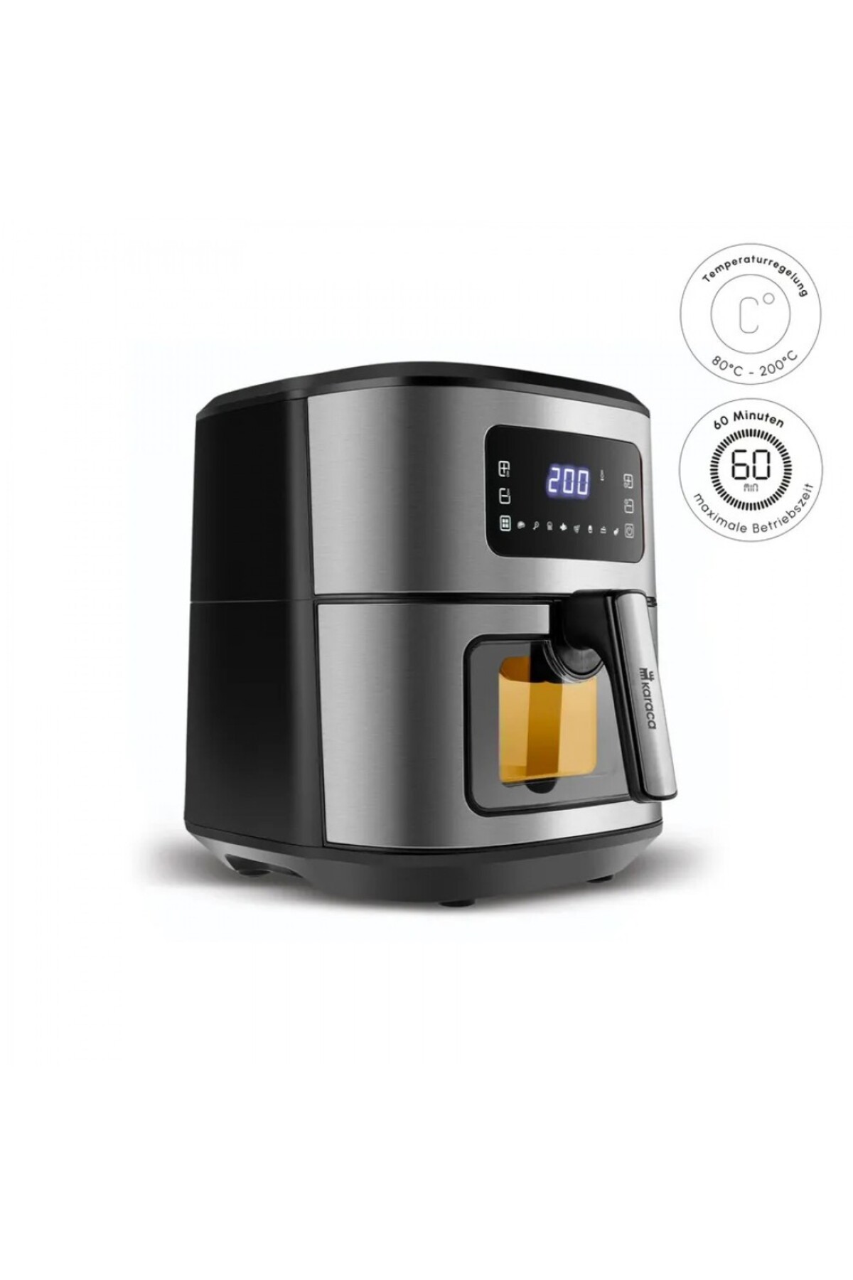Karaca Multifry Inox Xxl 7 Liter Airfryer Mit Digitalem Glasfenster, Heißluftfritteuse