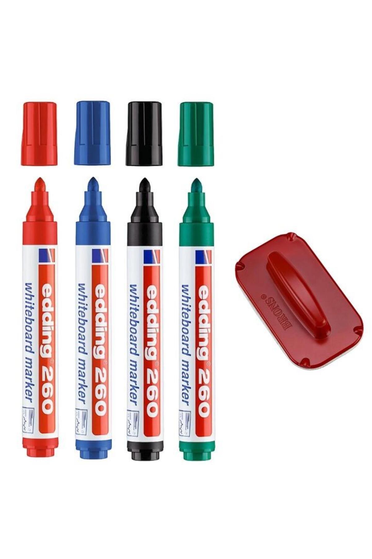 Edding 260 Silinebilir Yazı Tahtası Kalemi 4'lü + Tahta Silgisi