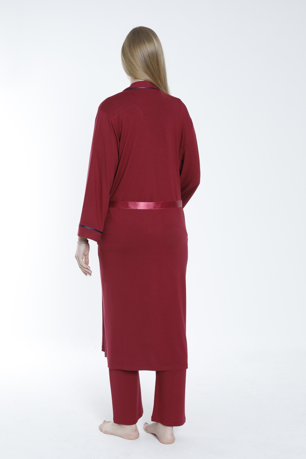 Miss Dünya Lissa Sabahlıklı Şerit Detaylı Hamile ve Lohusa Pijama Takımı fotoğrafı 2 (önizleme)