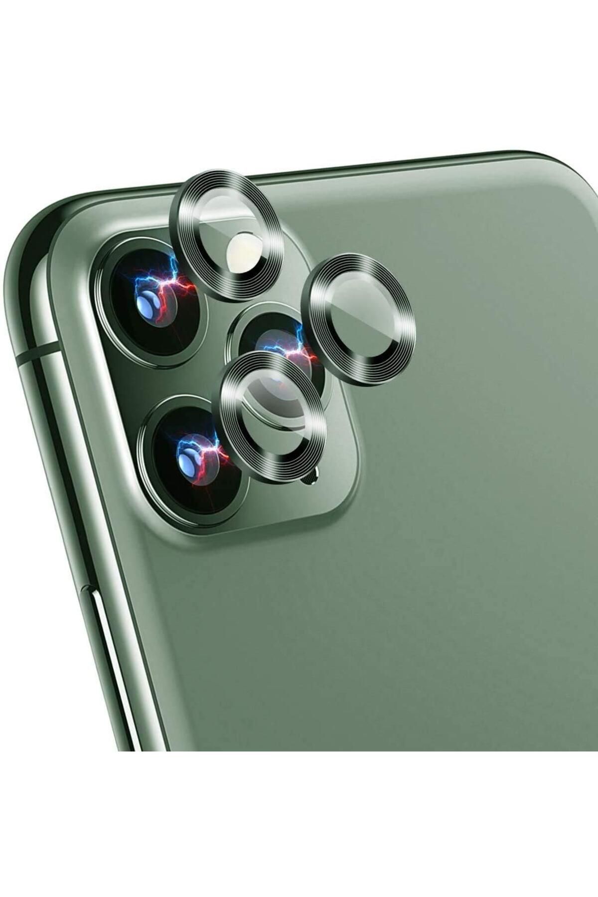(METAL LENS) Iphone 11 Pro Max / Iphone 11 Pro Uyumlu Kamera Koruyucu Lens Metal Çerçeveli 3'lü Set