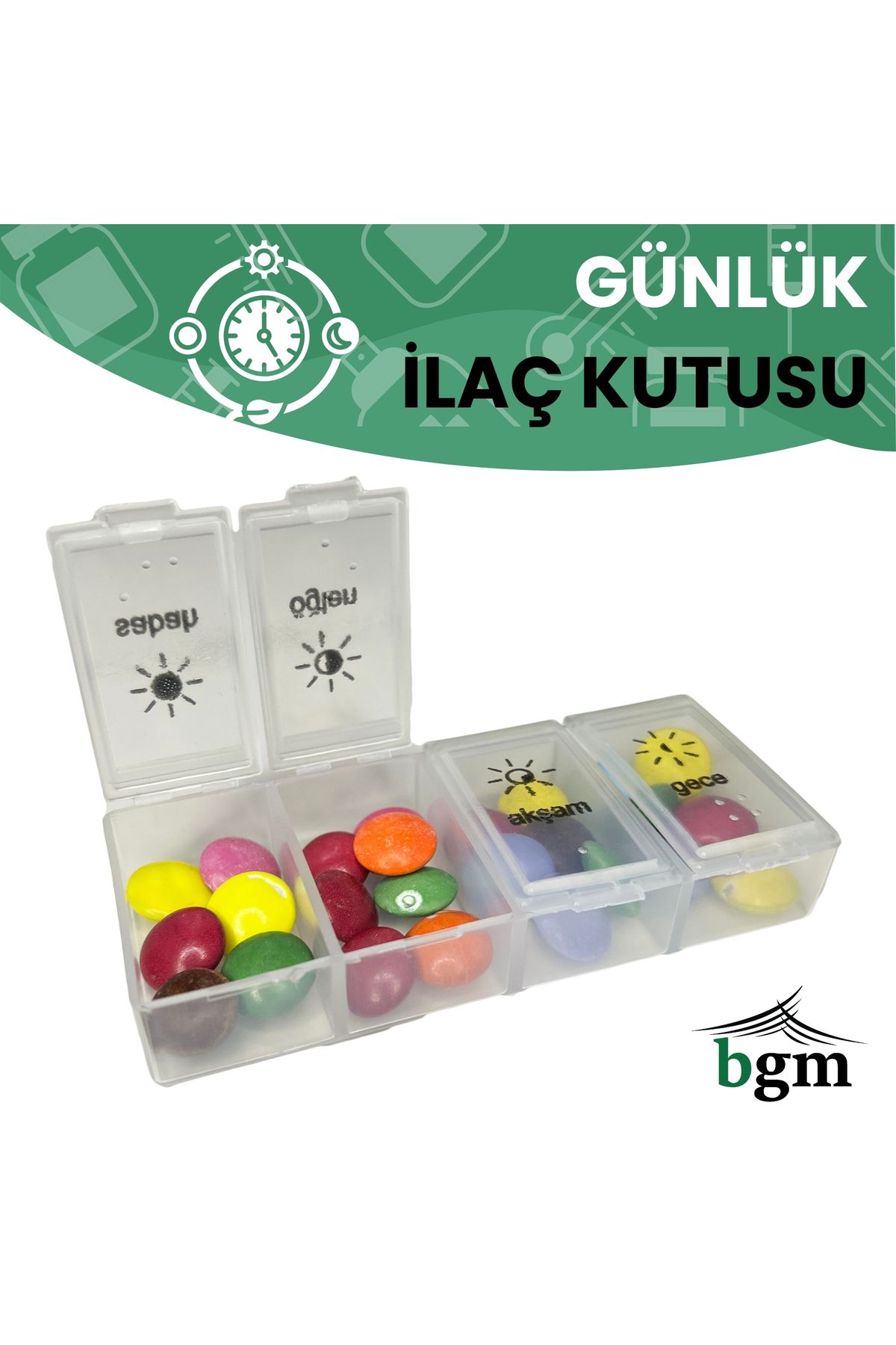 bgm-Daily 4 Compartment Medicine Box - Medicine Organizer 1