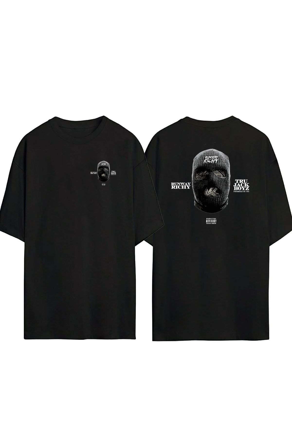 THEWERT Tricou Oversize Negru Cu Imprimeu Runmay Rıchy Tru Jack Boyz Unisex Unisex - M