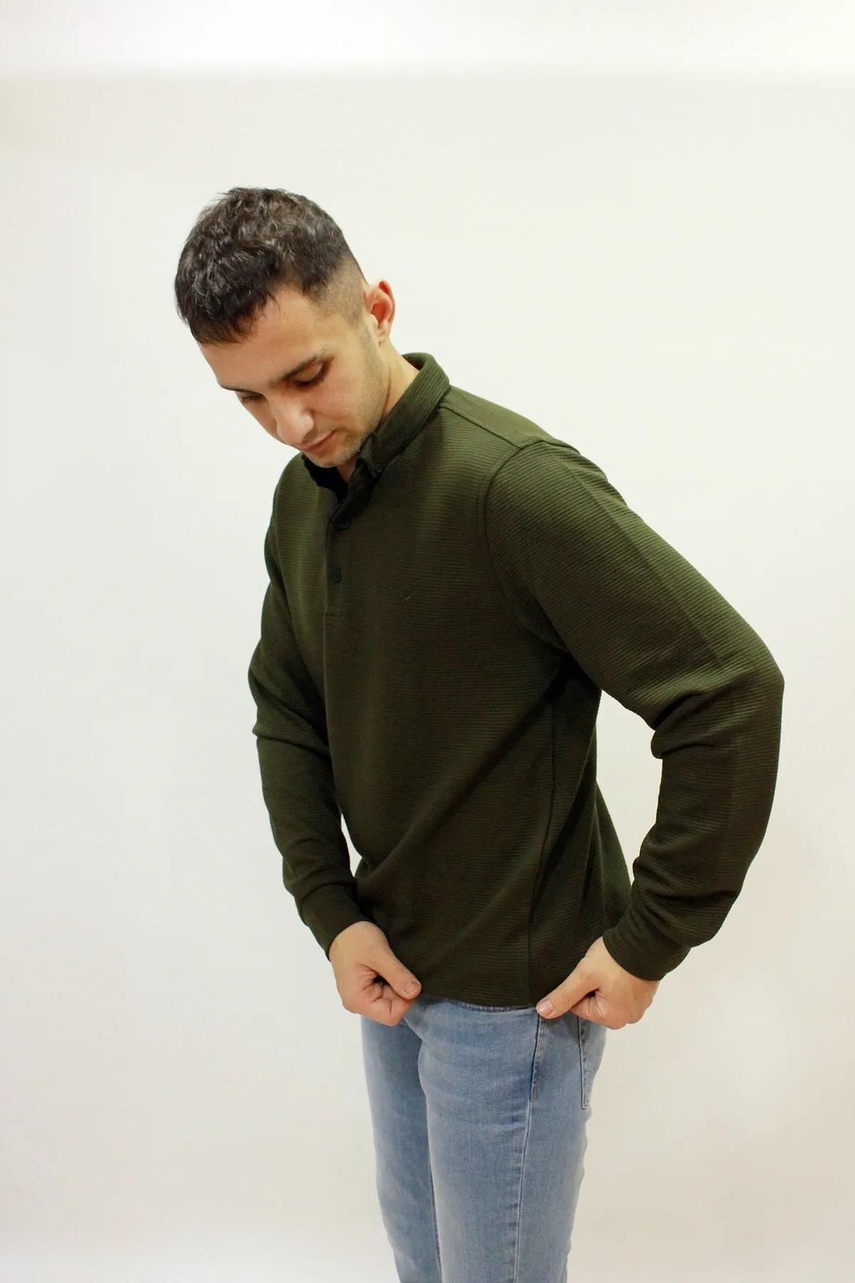 سویشرت سبز مردانه جاز 5197 POLO YAKA SELF Cazador
