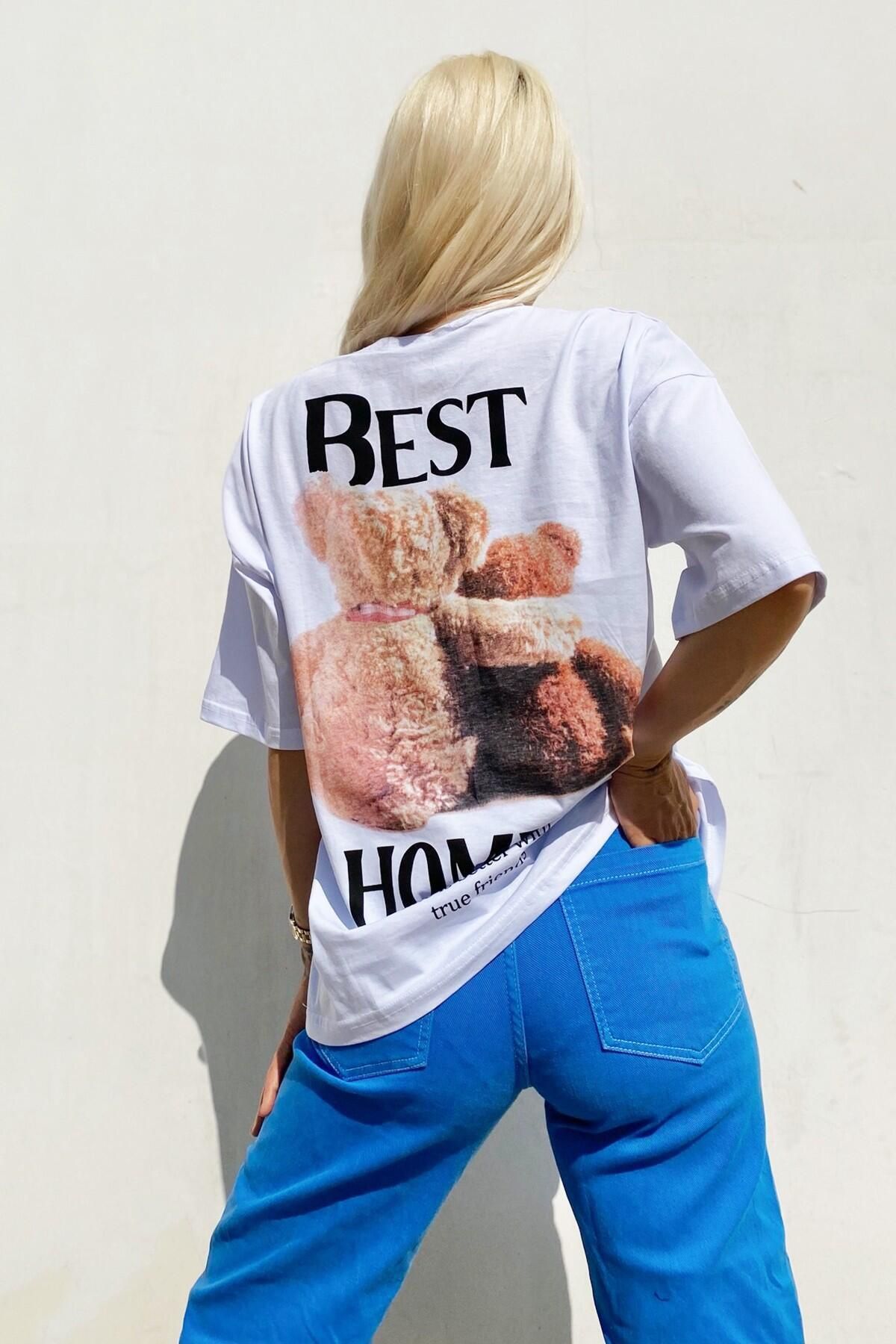 Swist-Dámske biele tričko Best Homies s potlačou Crew Neck 1