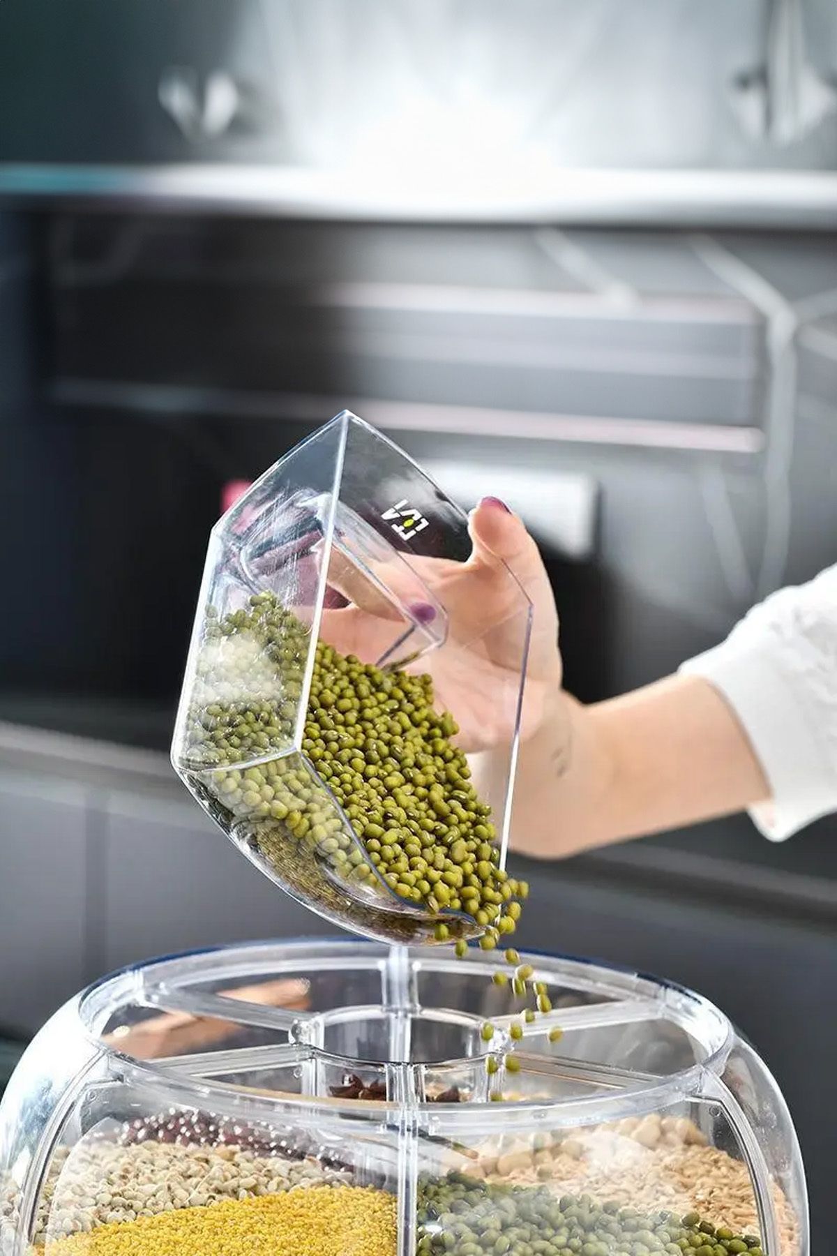 ThenTech-Rotating Dry Food Pulses Spice Storage Container Organizer Rotatable Kitchen Organizer 3