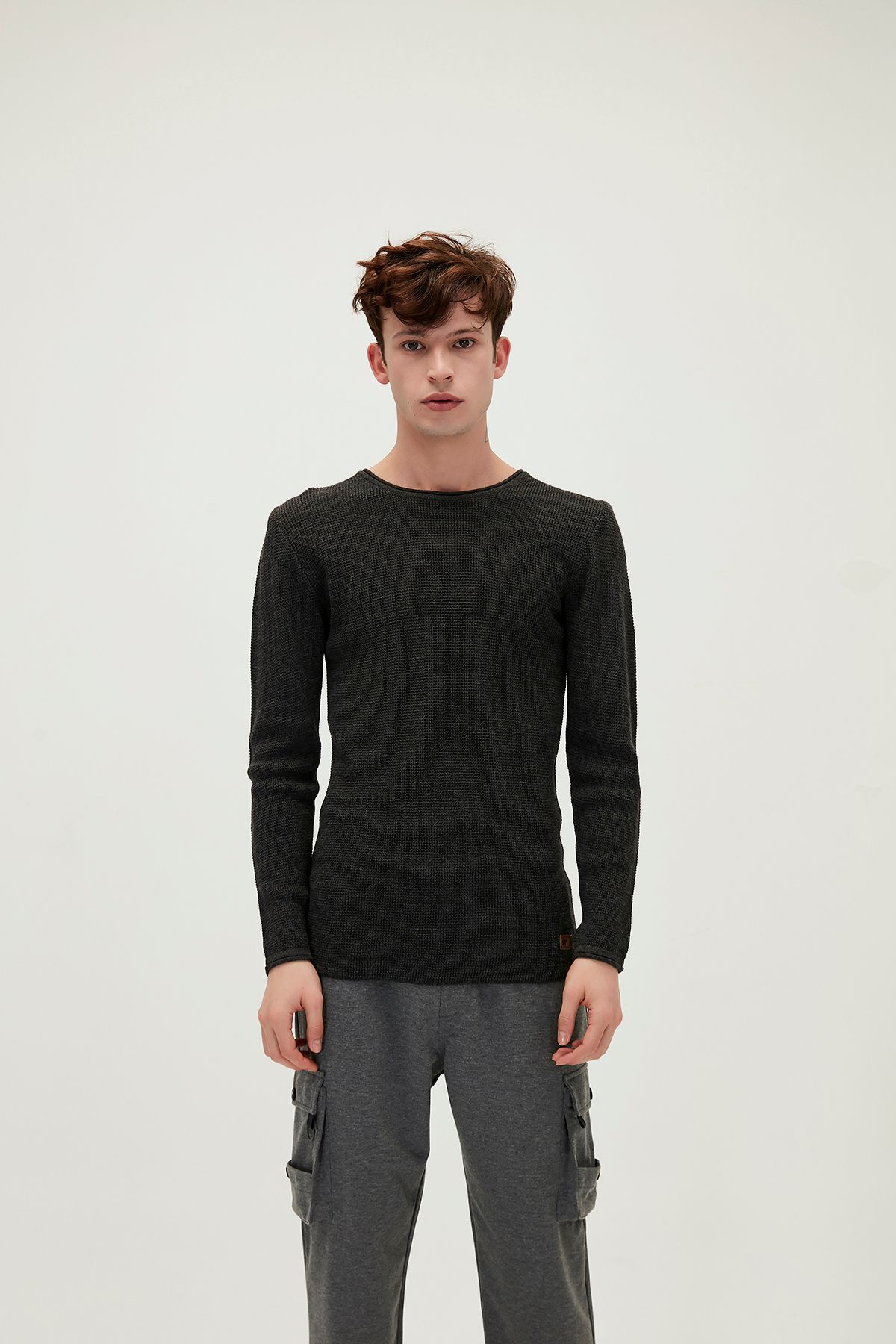 ژاکت بافتنی مردانه Dapple Knit Anthracite Crew Bad Bear