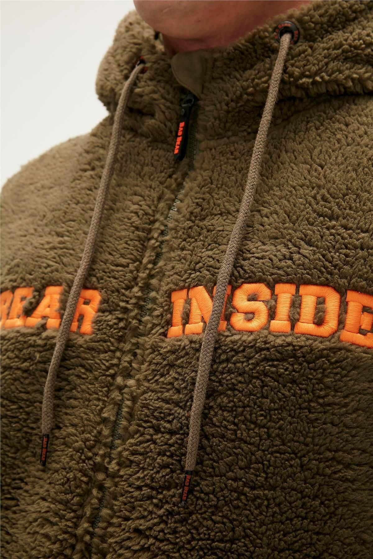 Bad Bear Shaggy Plush Full-zip Haki Peluş Erkek Kapüşonlu Sweatshirt