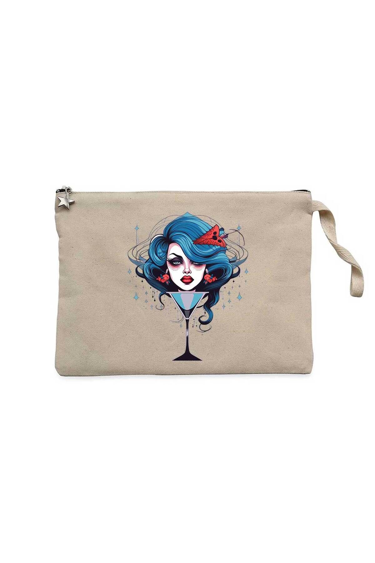 Z zepplin-Woman in Martini Glas Cream Clutch Lined Wallet / Handbag 1