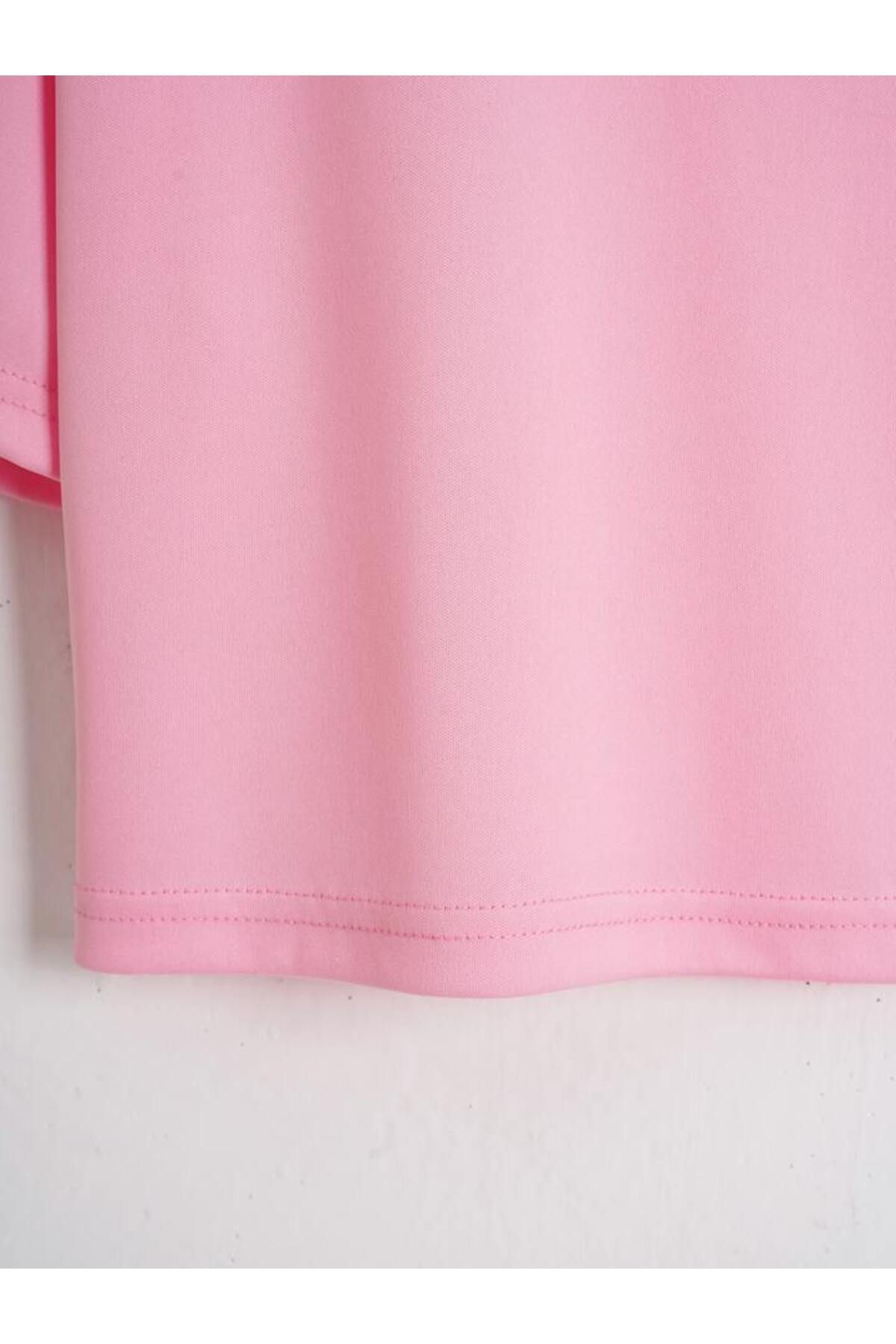 Mad&Calf-Tricou Crop oversize, uni, cu gâtul turnat, pentru femei 3