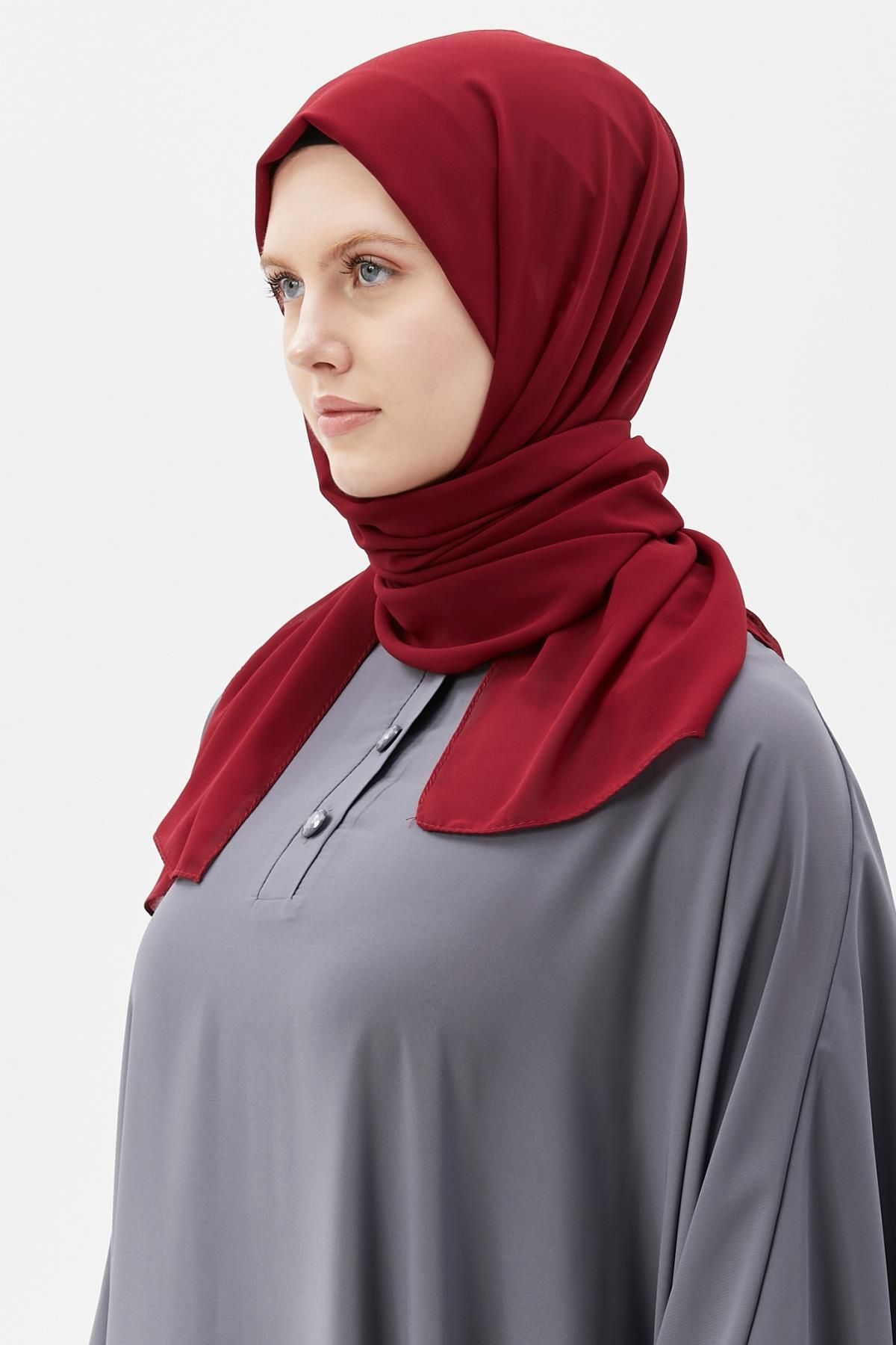 Altobeh-Plain Chiffon Shawl Claret Red 3