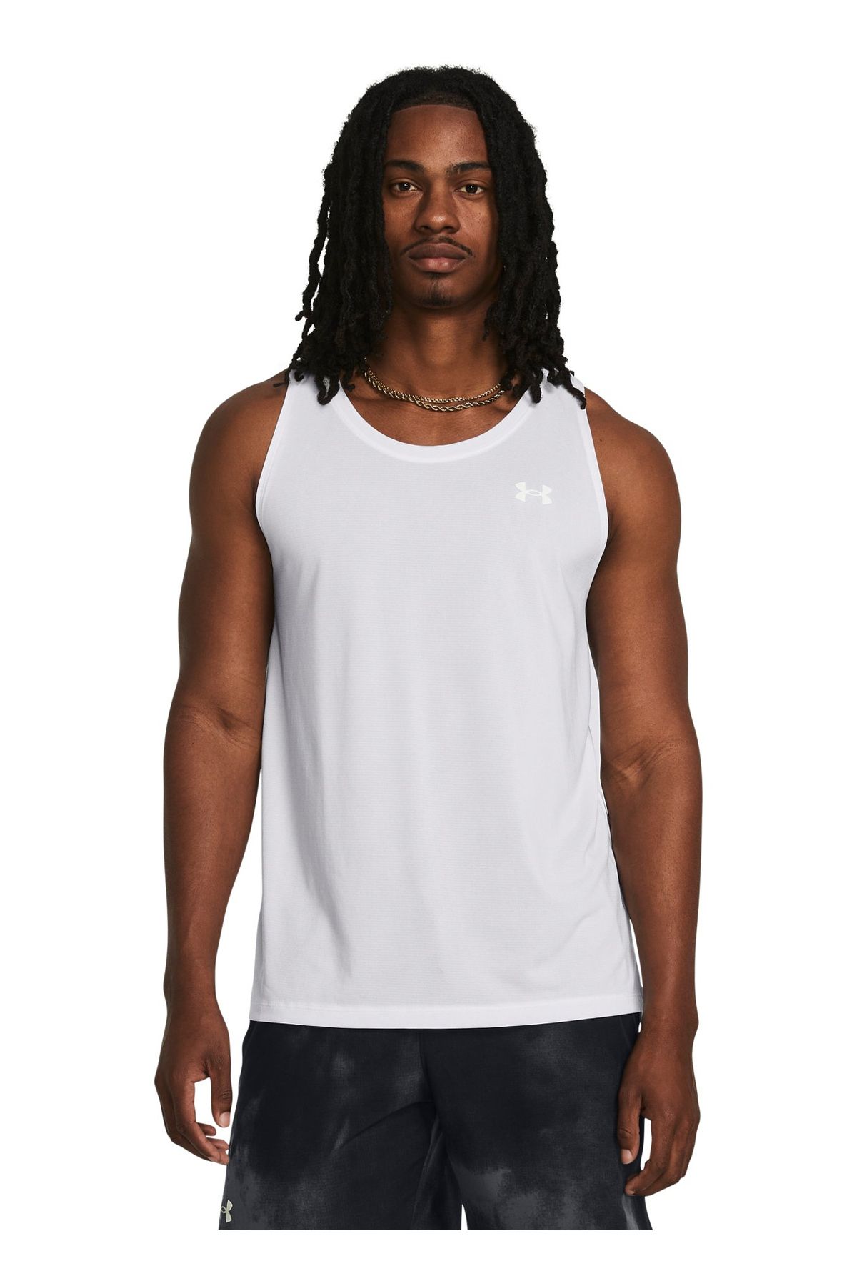 رکابی ورزشی سفید مردانه یقه کلاسیک ورزشکار بریده شده 1382585 100 UA Singlet Under Armour