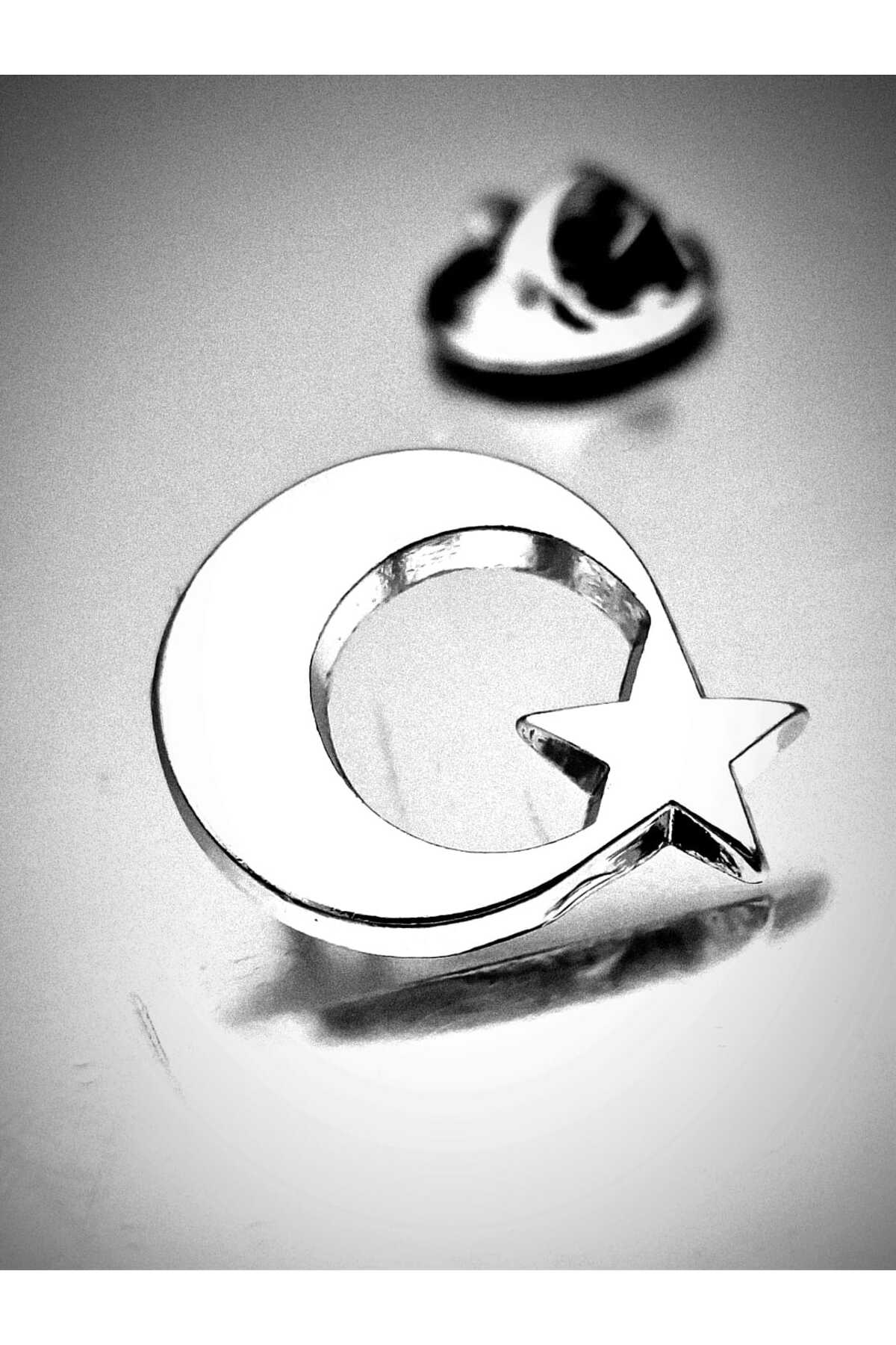 Moon Star Collar Badge Chrome Plated