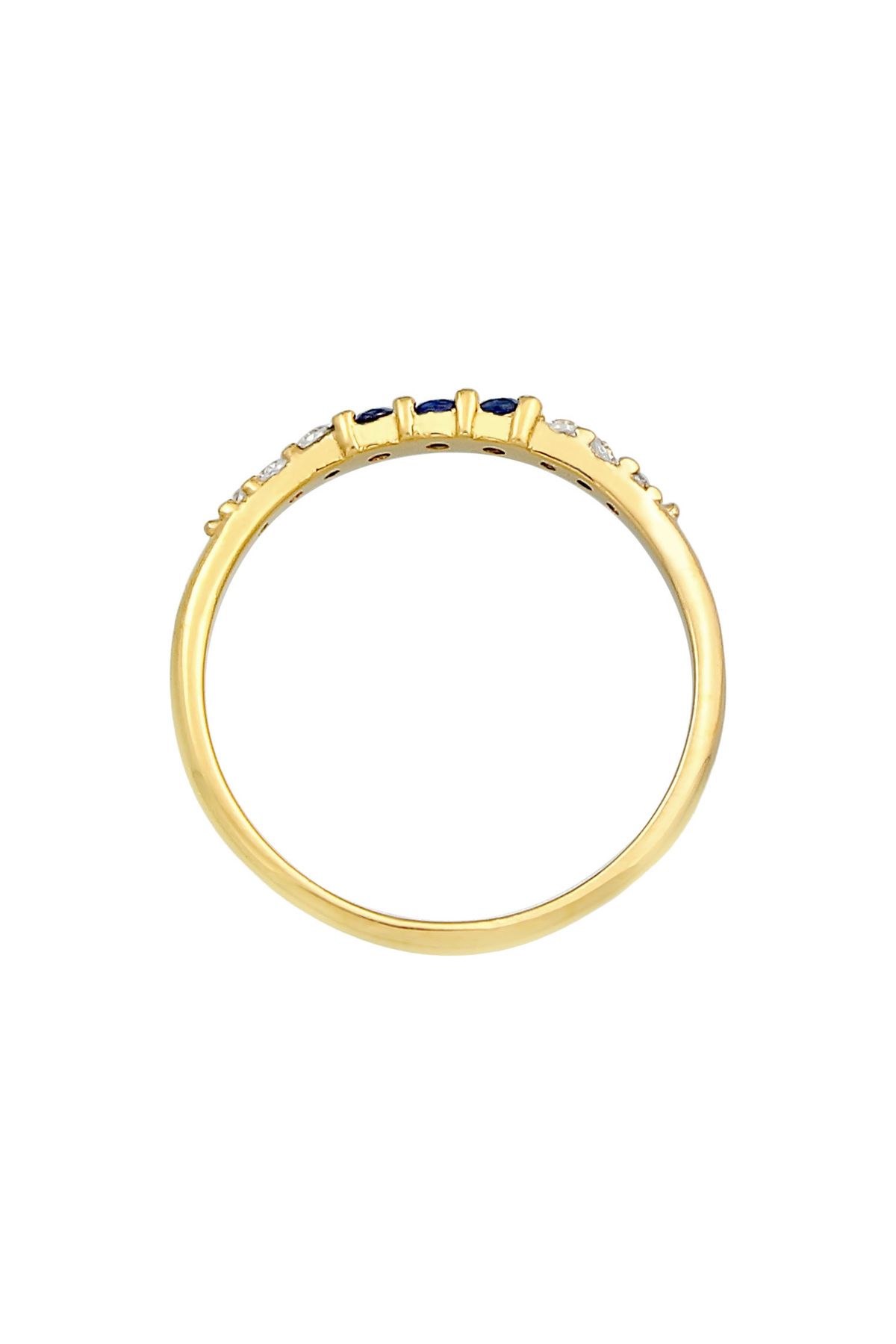 ELLI-Ring Damen-Bandring aus 925er-Sterlingsilber, exquisit mit kubischen Zirkoniumkristallen und synthetischem Saphir 3