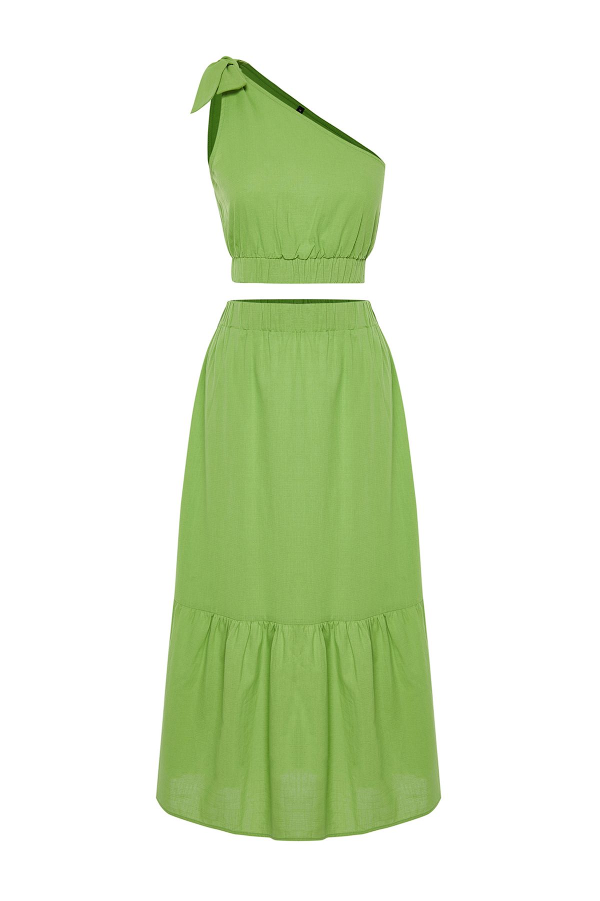 Trendyol Collection-One Shoulder Green Blouse and Skirt Beach Set - Tbess24Au00037 7