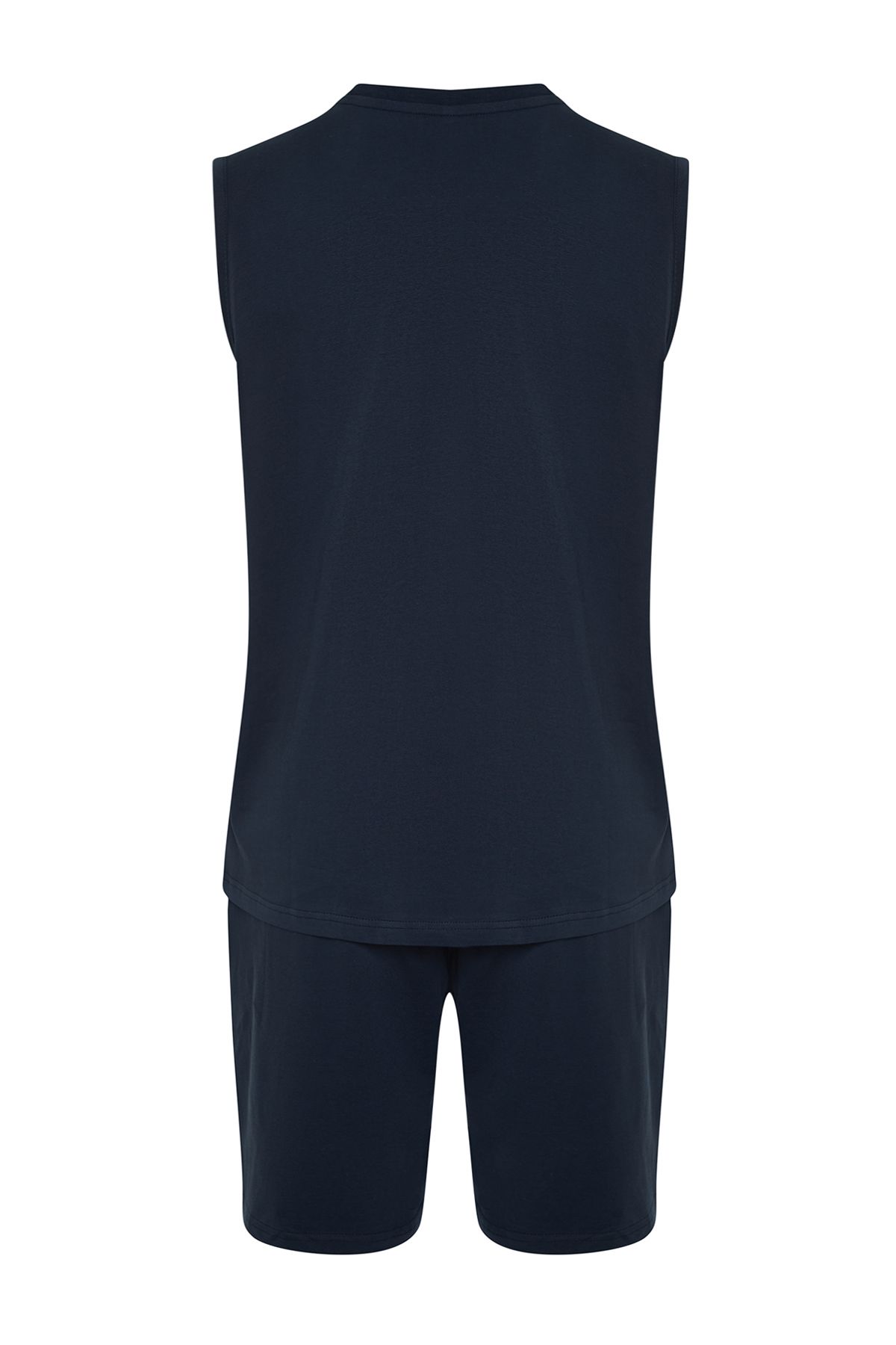 Trendyol Collection-Námořnická modř Slogan tištěný Regular Fit Pletené šortky Sada pyžama TMNSS24PT00020 8