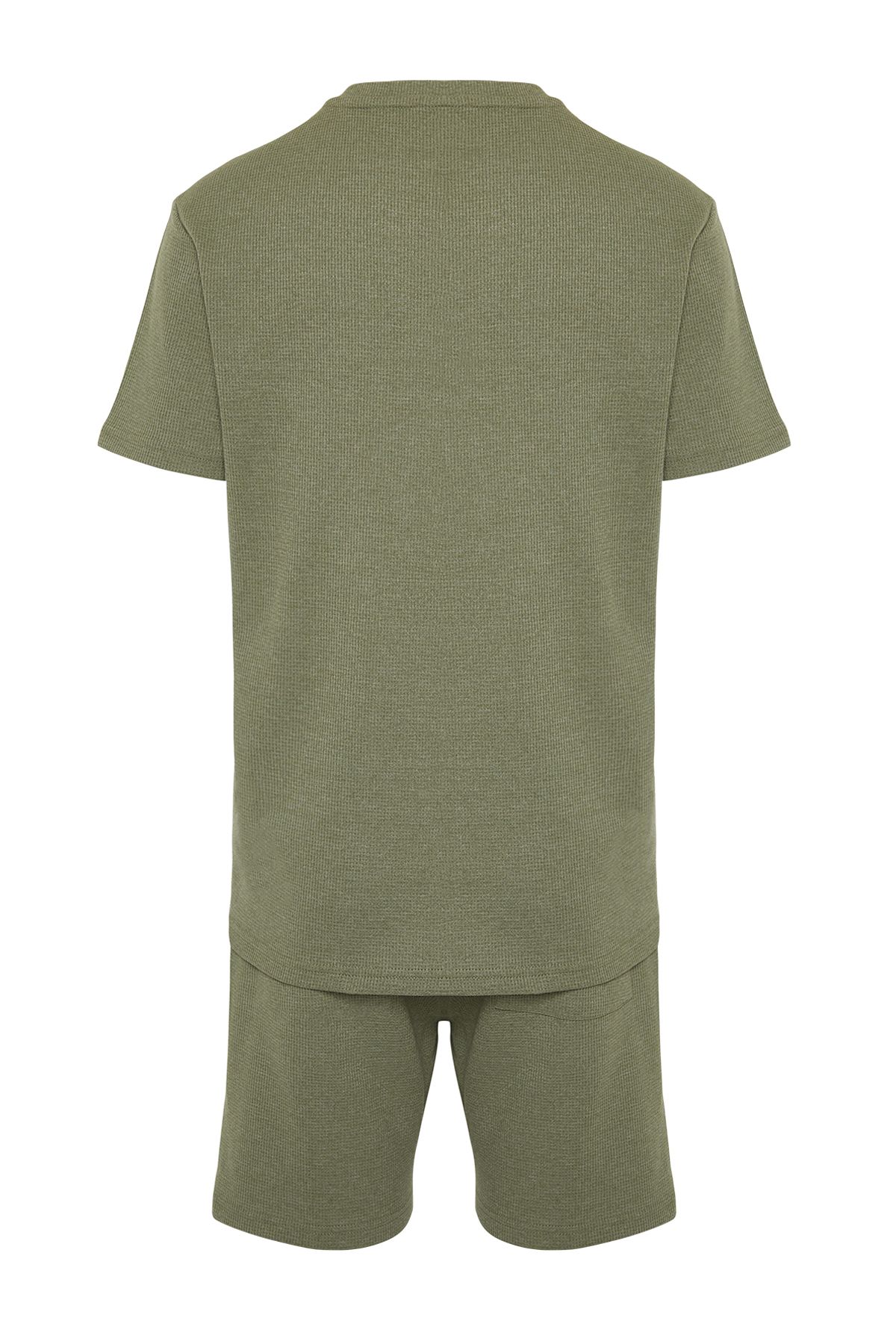 Trendyol Collection-Lehké khaki pletené šortky Regular Fit Waffle Sada pyžama TMNSS23PT00036 8