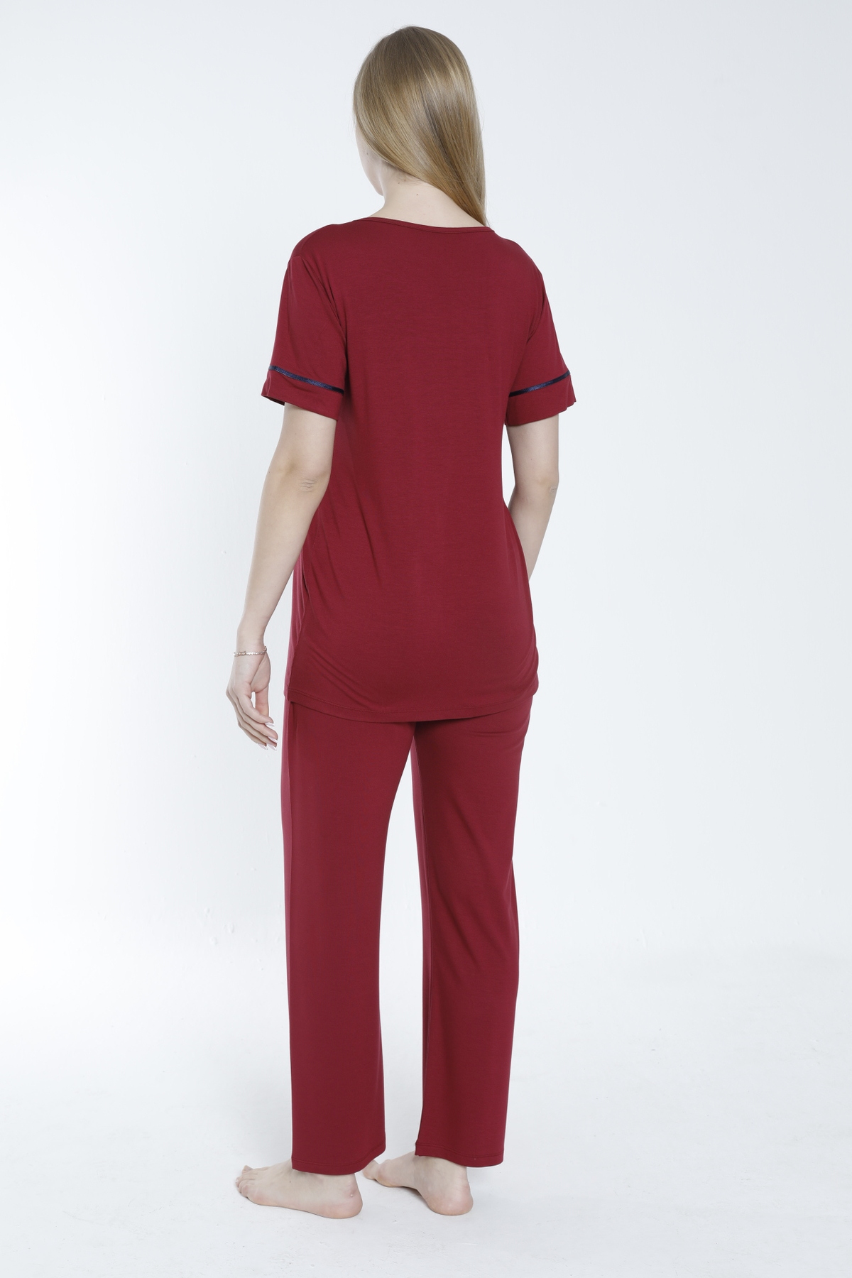 Miss Dünya Lissa Sabahlıklı Şerit Detaylı Hamile ve Lohusa Pijama Takımı fotoğrafı 5 (önizleme)