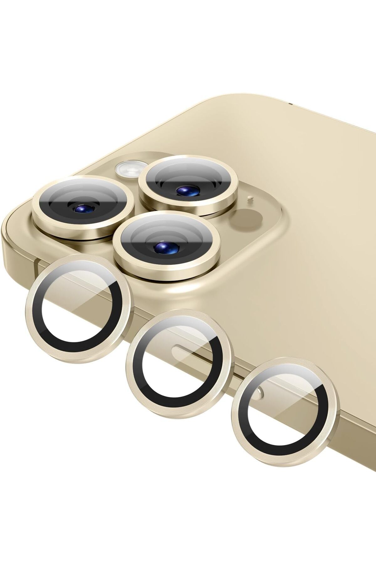 (METAL LENS) Iphone 14 Pro Max / Iphone 14 Pro Uyumlu Kamera Koruyucu Lens Metal Çerçeveli 3'lü Set