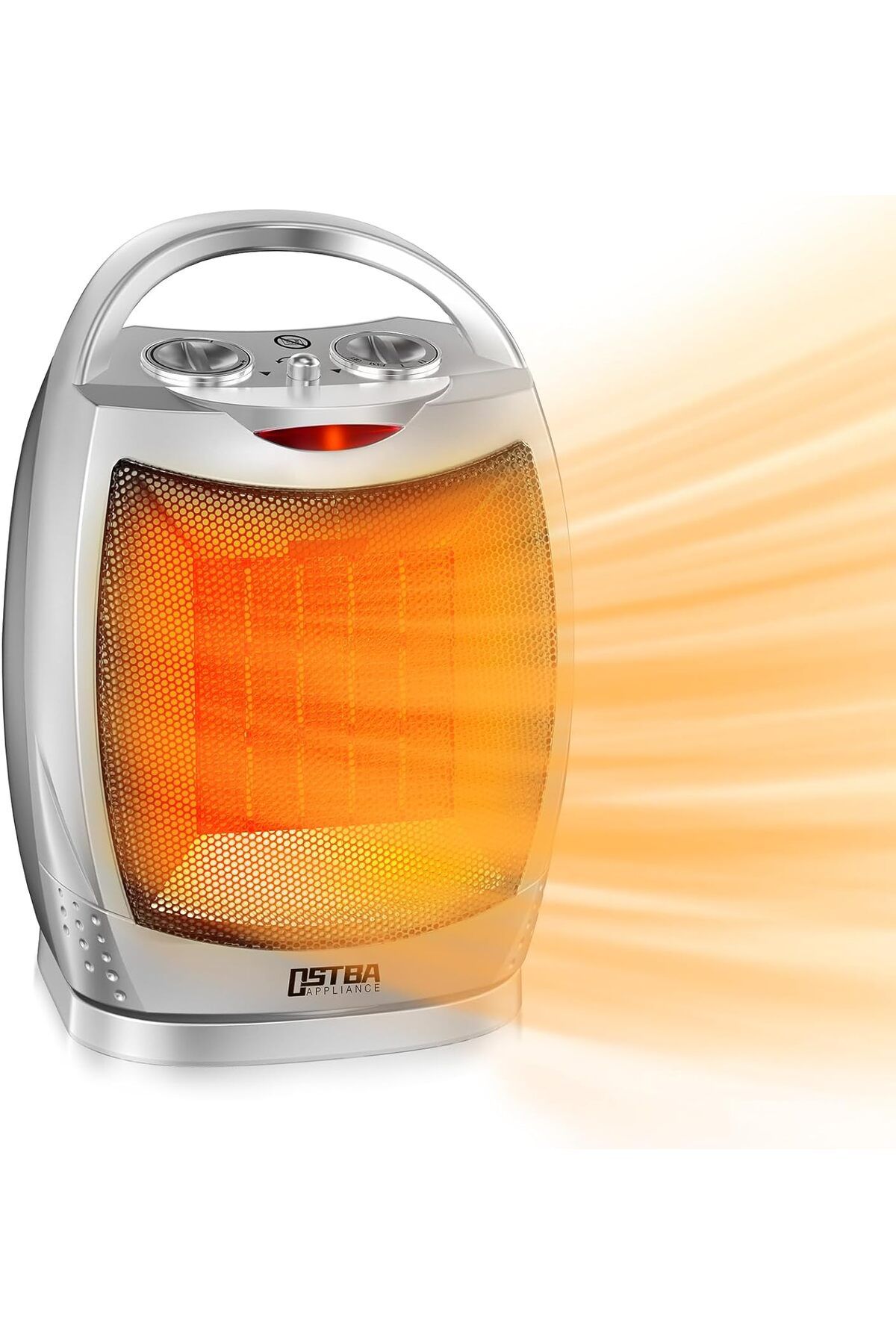 OSTBA Fanlı Isıtıcı 1500W, Enerji Tasarruflu PTC Seramik Fanlı Isıtıcı Termostatlı Kontrol ve 70° Salınım
