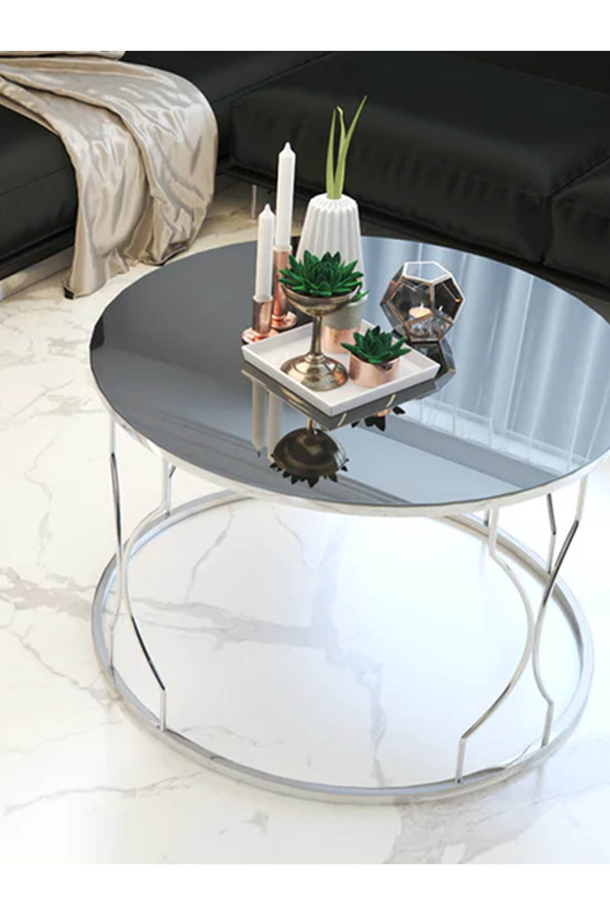 ORTA SEHPA SİYAH KIRILMAZ TEMPERLİ CAM GÜMÜŞ METAL AYAK ORTA SEHPA sedaş-lıvıng-unıts-sehpa