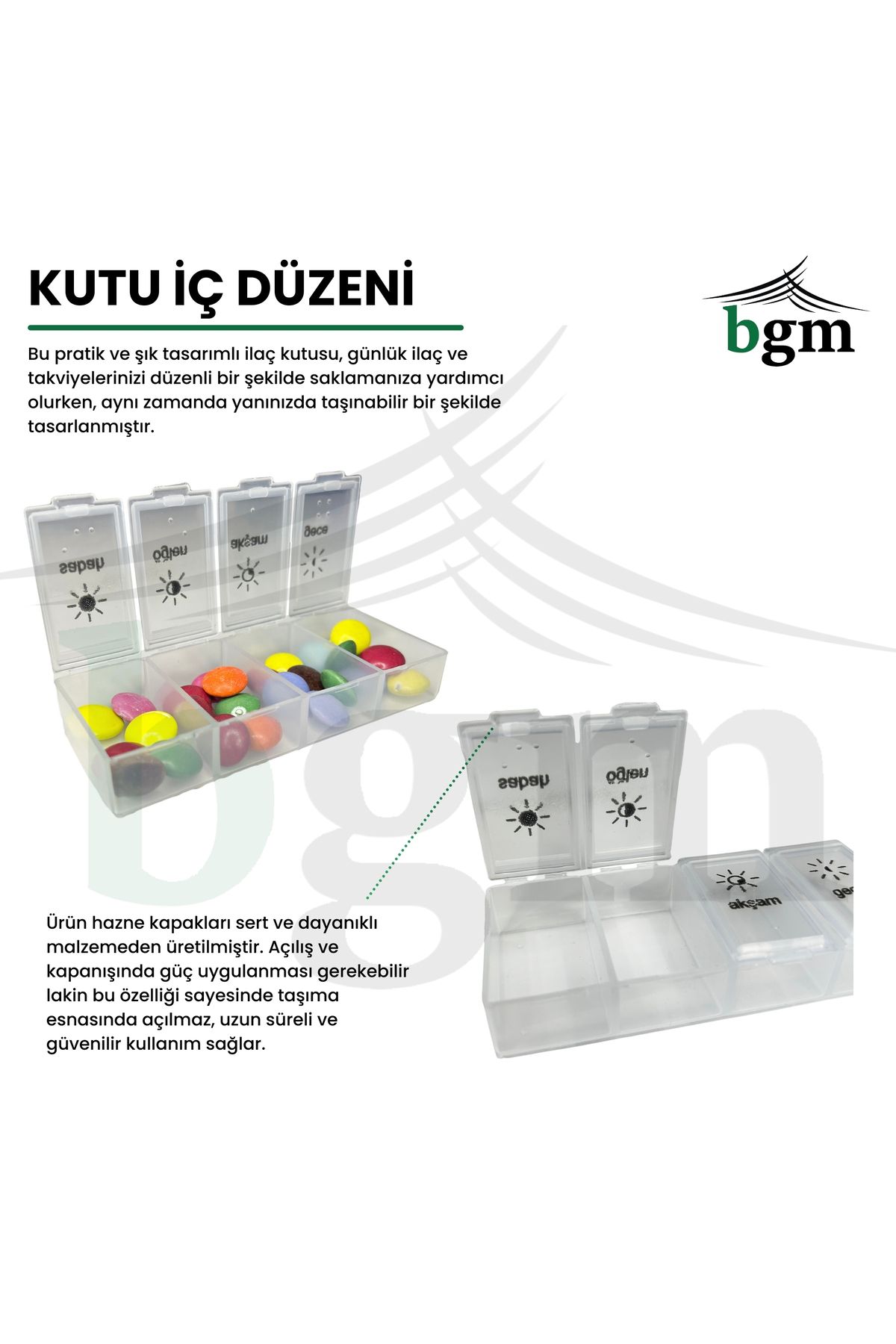 bgm-Daily 4 Compartment Medicine Box - Medicine Organizer 2