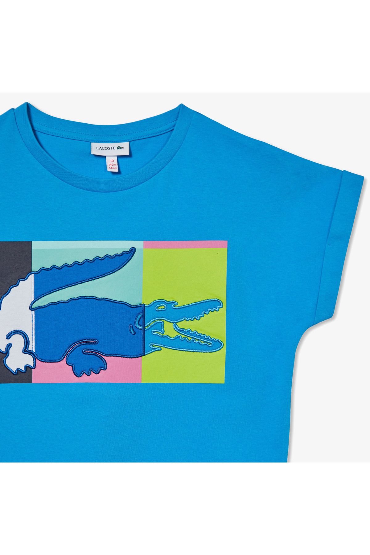 Lacoste تی شرت آبی چاپی کودک