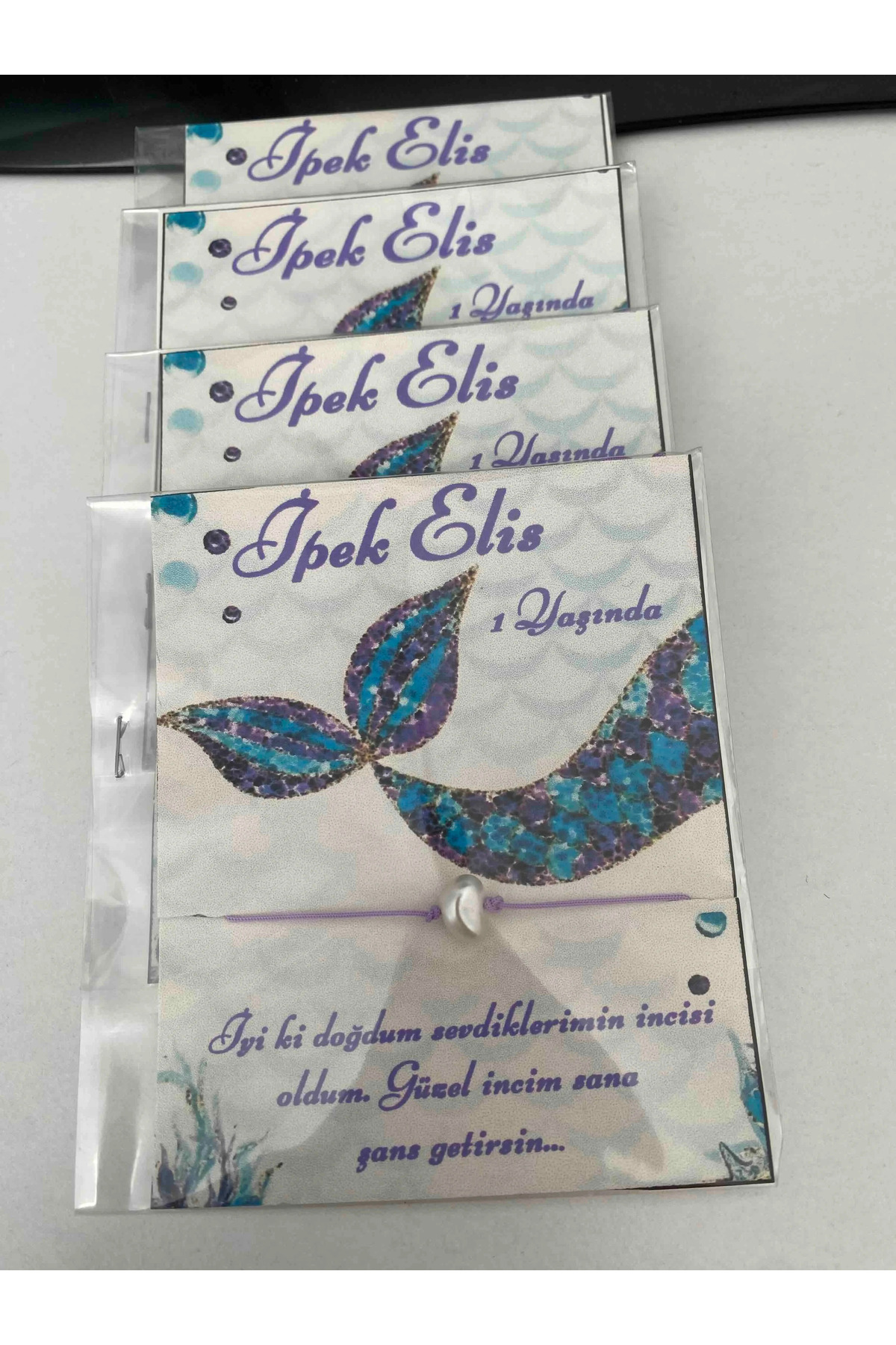 Perle88 Deniz Kızı Konsept Kişiye Özel Isimli Şans Bilekliği Doğum Günü Hediyesi 8 Adet