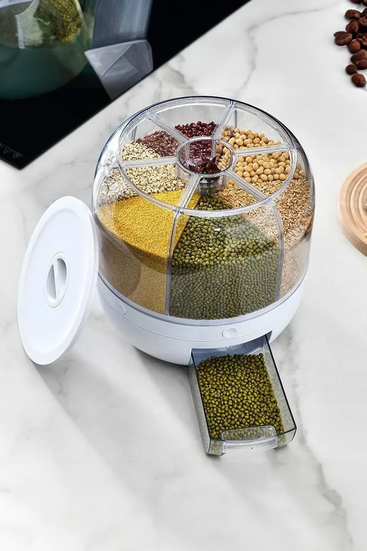 ThenTech-Rotating Dry Food Pulses Spice Storage Container Organizer Rotatable Kitchen Organizer 5