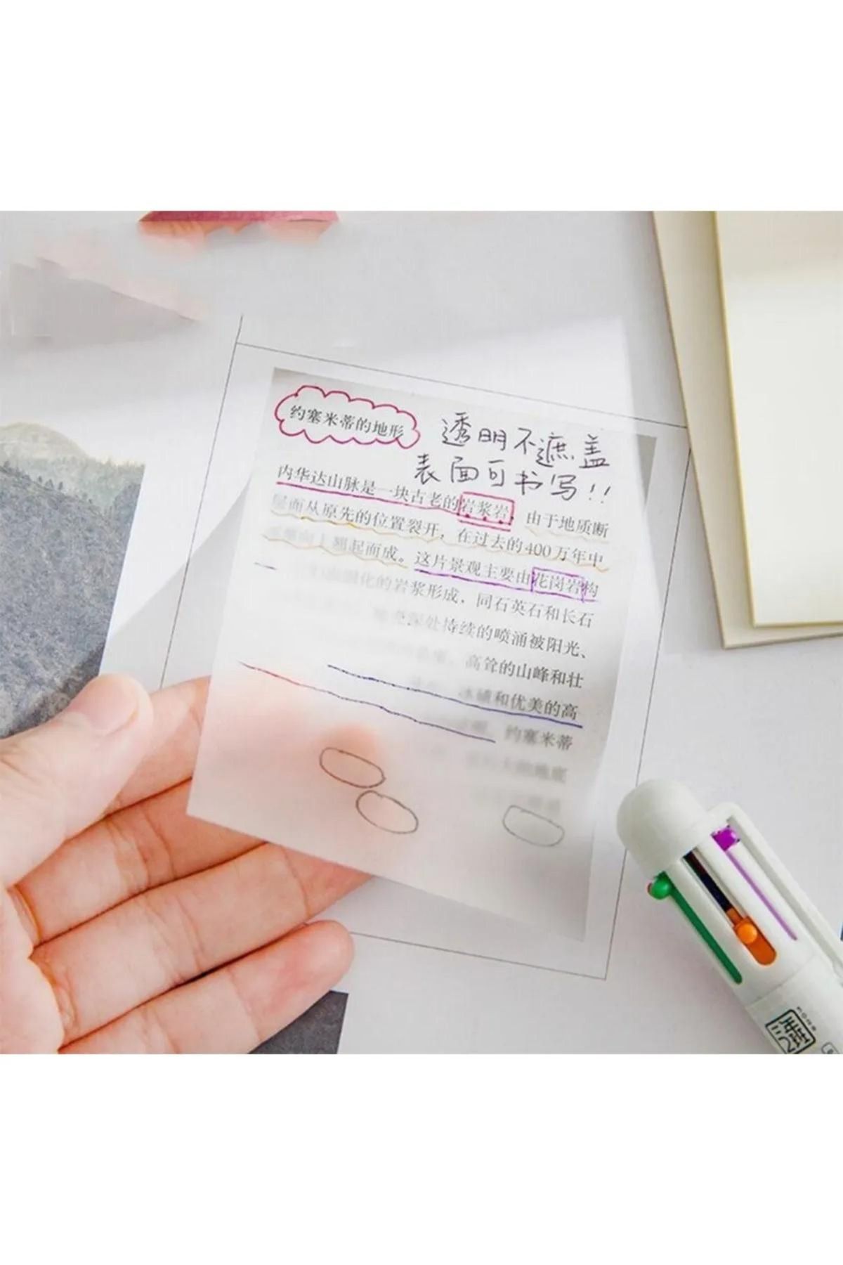 EZOSHOP-Transparent Colored Postit Sticky Post-it Note Paper Karenot White 3 Pieces (3 X 50 SHEETS) 5