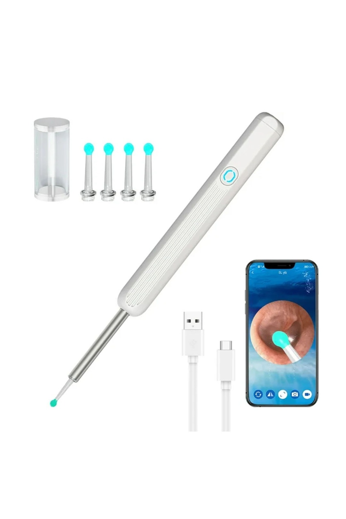 gaman Endeskop Kameralı Kulak Temizleme Çubuğu Şarjlı 4 Başlıklı Bebek Çocuk Kulağı Temizliği İçin fotoğrafı 2 (önizleme)