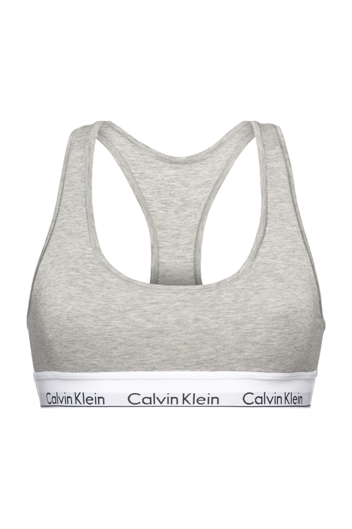 Calvin Klein Women's Brand Logo Elastic Band Gray Sports Bra
