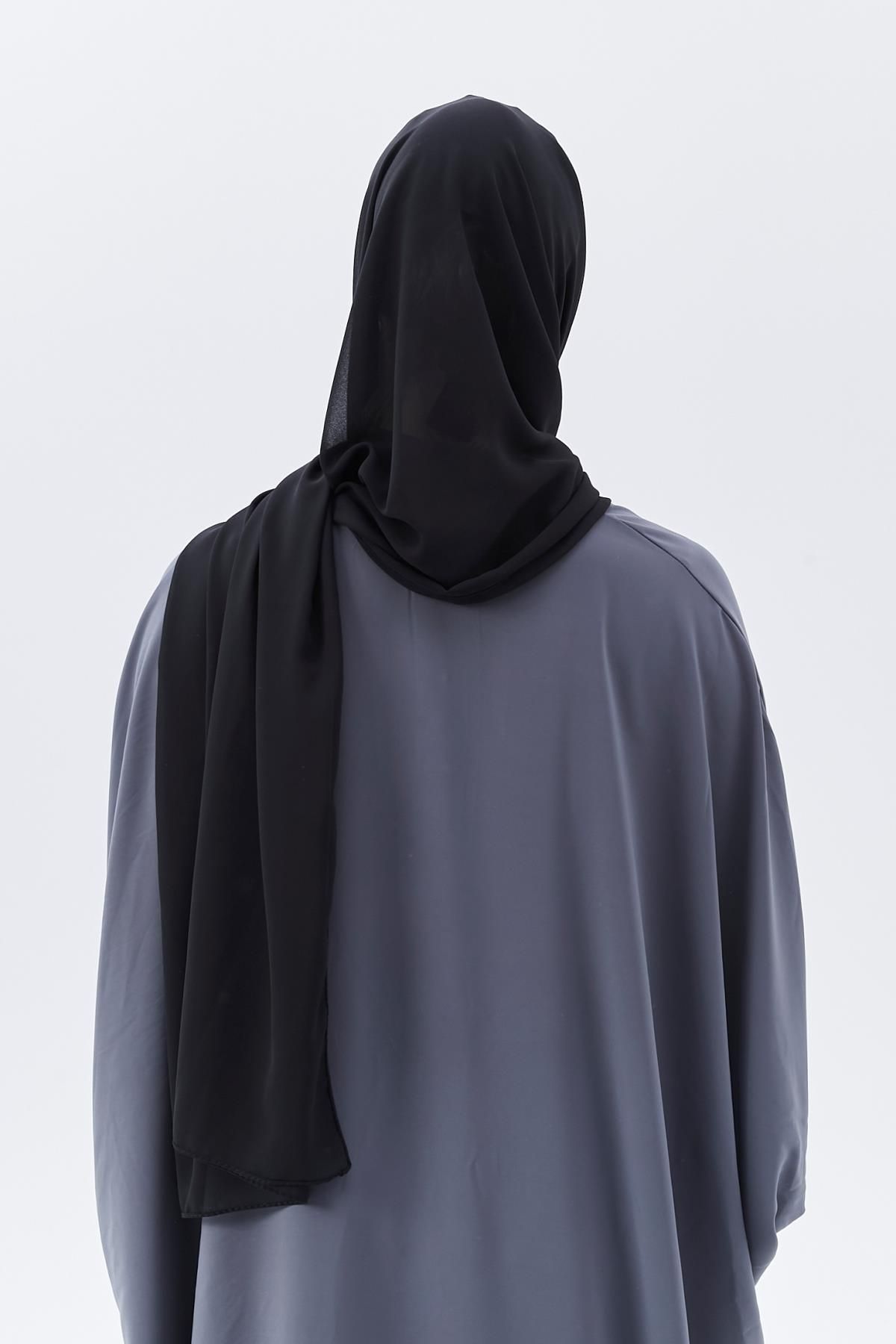 Altobeh-Plain Chiffon Shawl Black 6