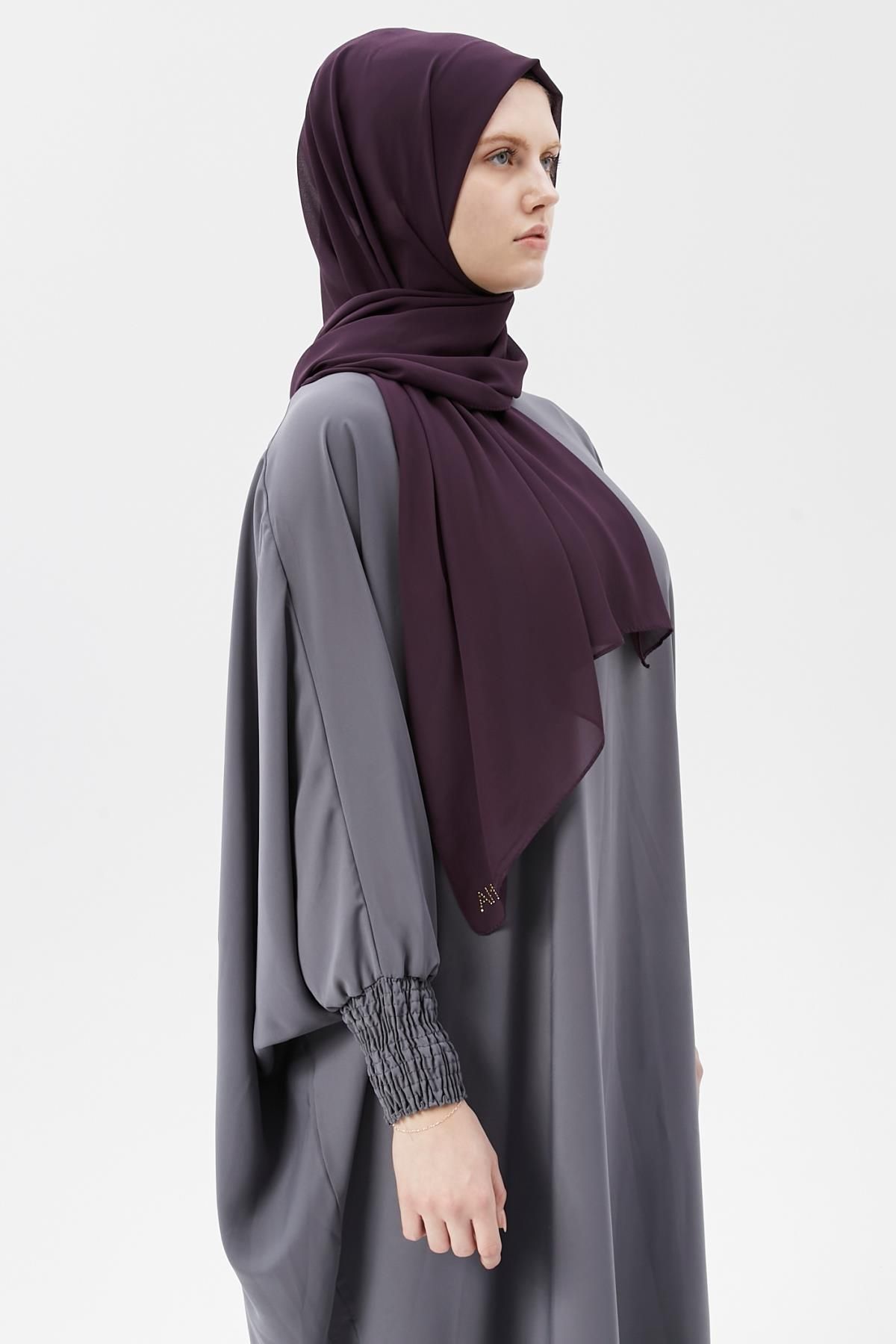 Altobeh-Plain Chiffon Shawl Plum 4