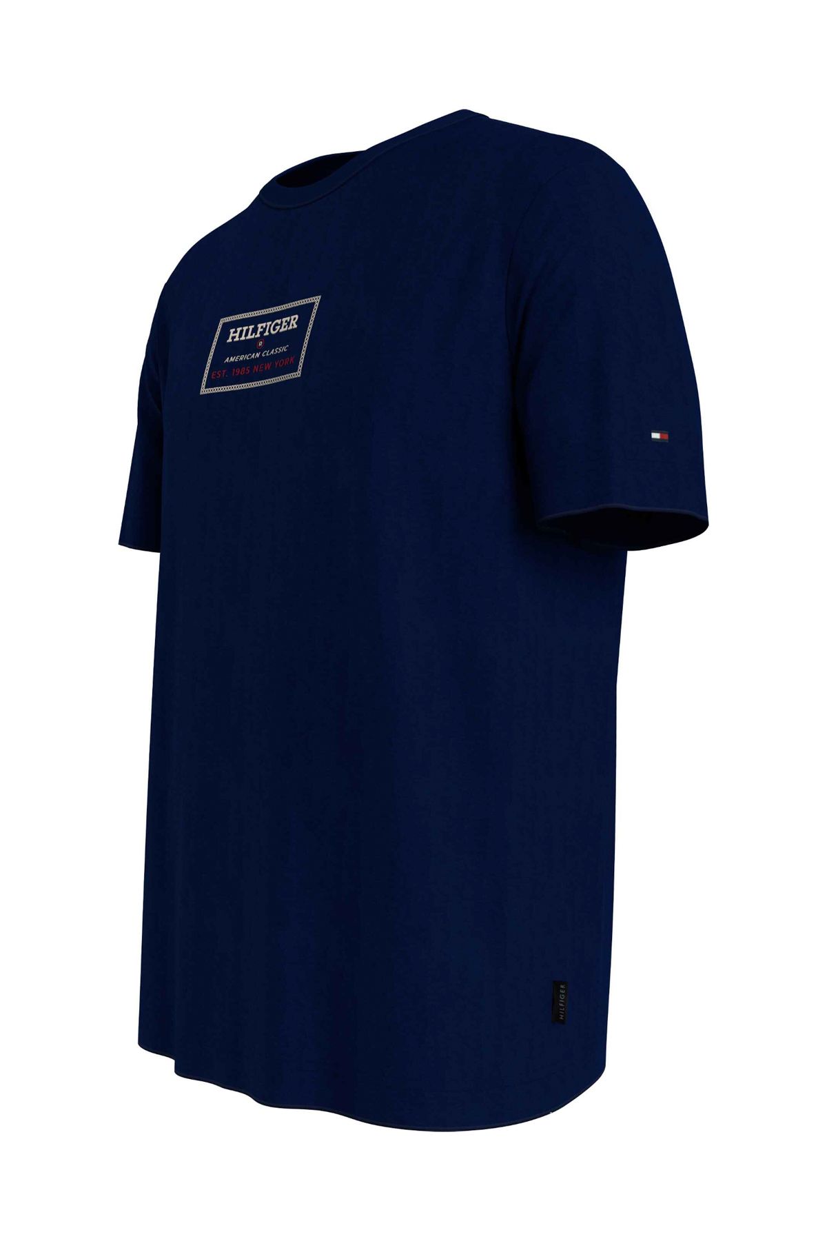 تی شرت آبی مردانه آستین کوتاه پنبه یقه دور دریایی MW0MW34391 DW5 Tommy Hilfiger