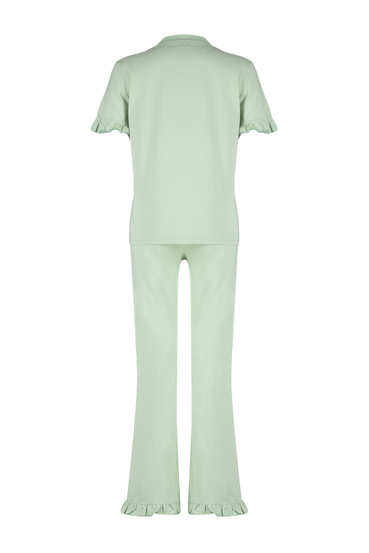 Trendyolmilla  Mint %100 Pamuklu Fırfır Detaylı Örme Pijama Takımı THMSS24PT00223 - Görsel 8