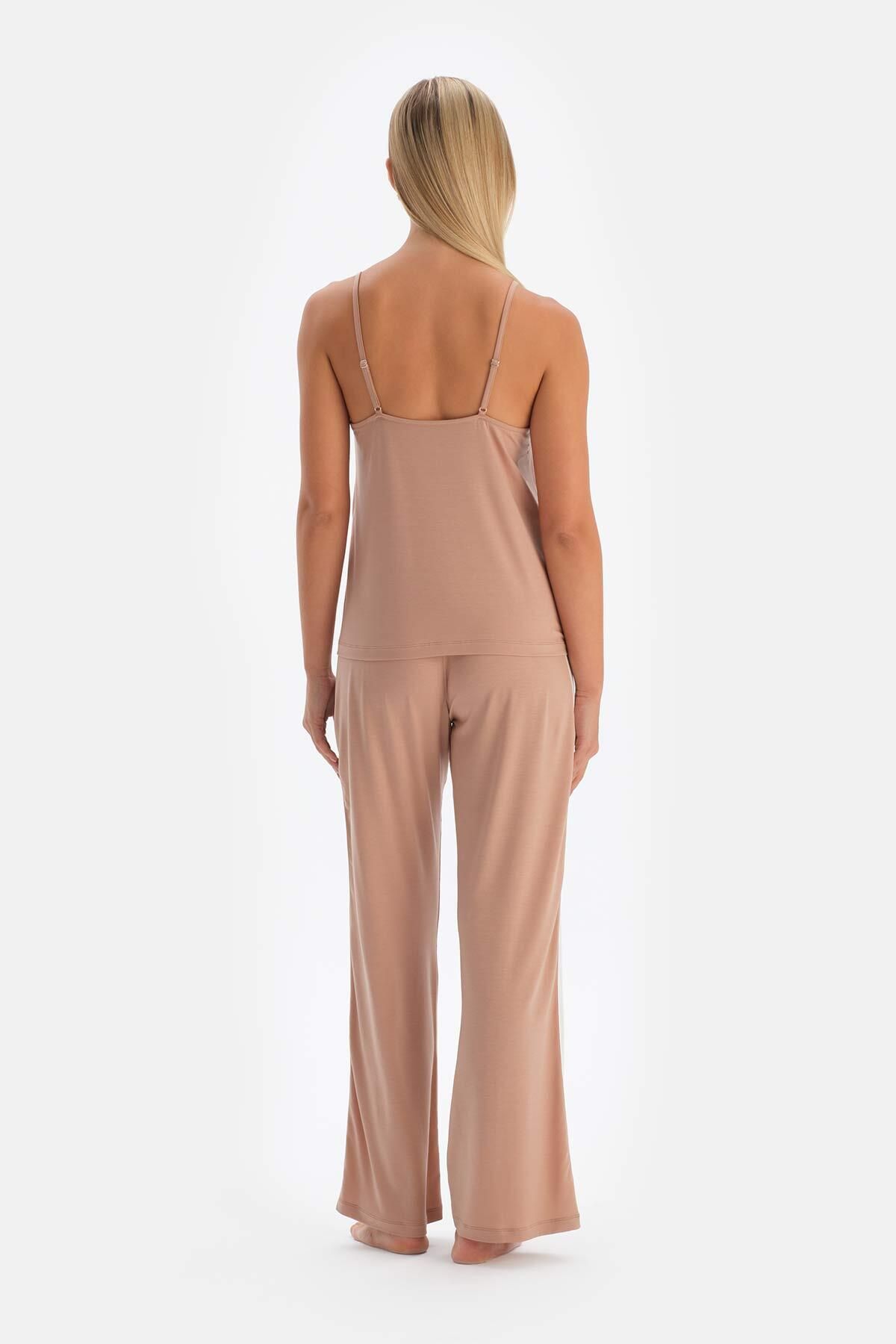Dagi-Light Brown Thin Strap Basic Tank Top 2