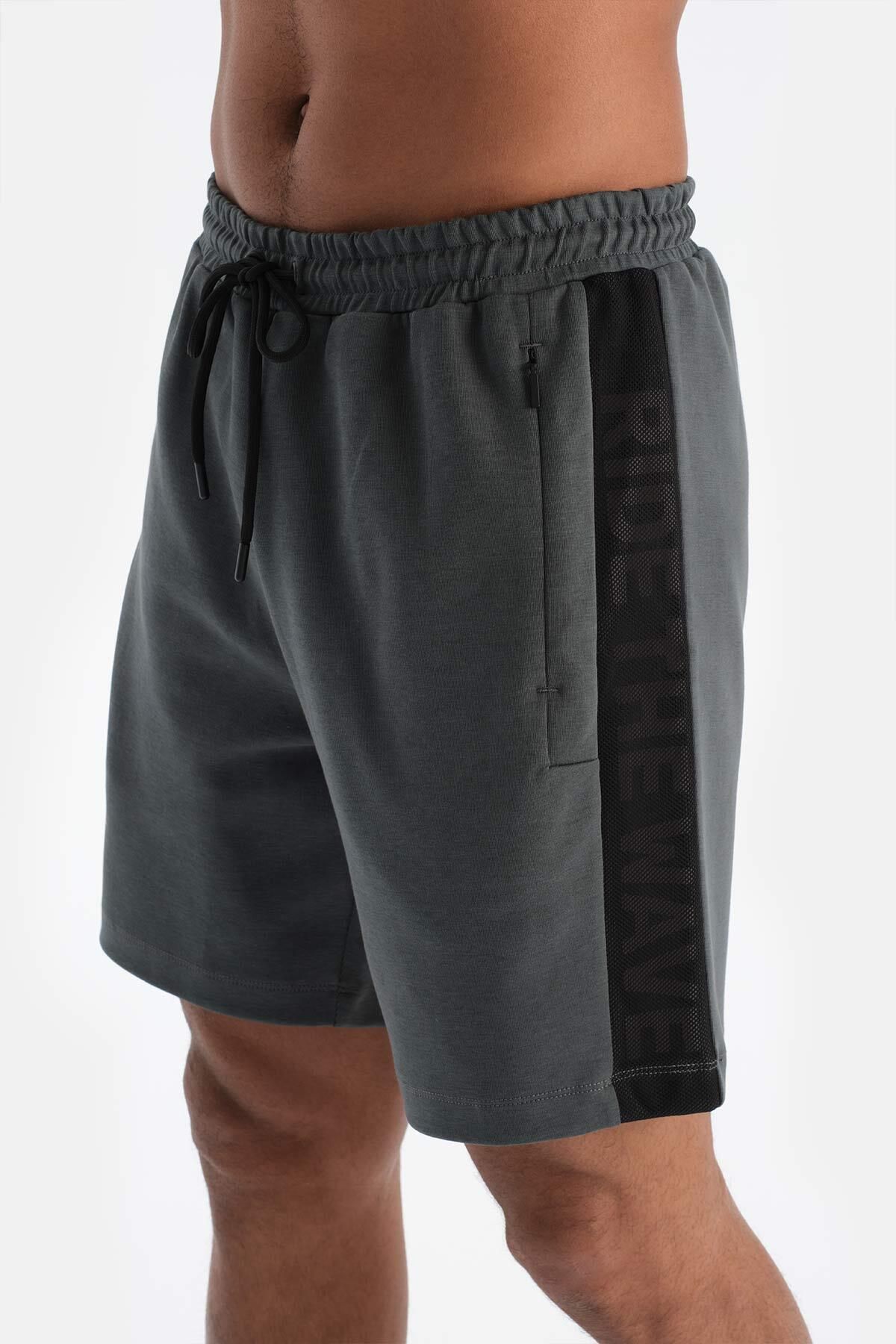 Dagi-Men's Green Shorts - Side Print and Mesh Detail 5