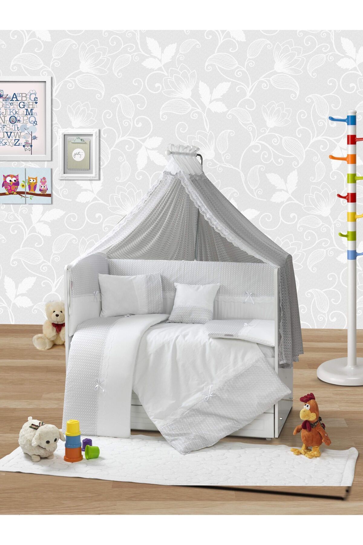 Tugu Home&baby Sedef %100 Pamuk 10 Parça 70x130 Cm Beşik Uyku Seti,bebek Uyku Takımı,anne Yanı Set