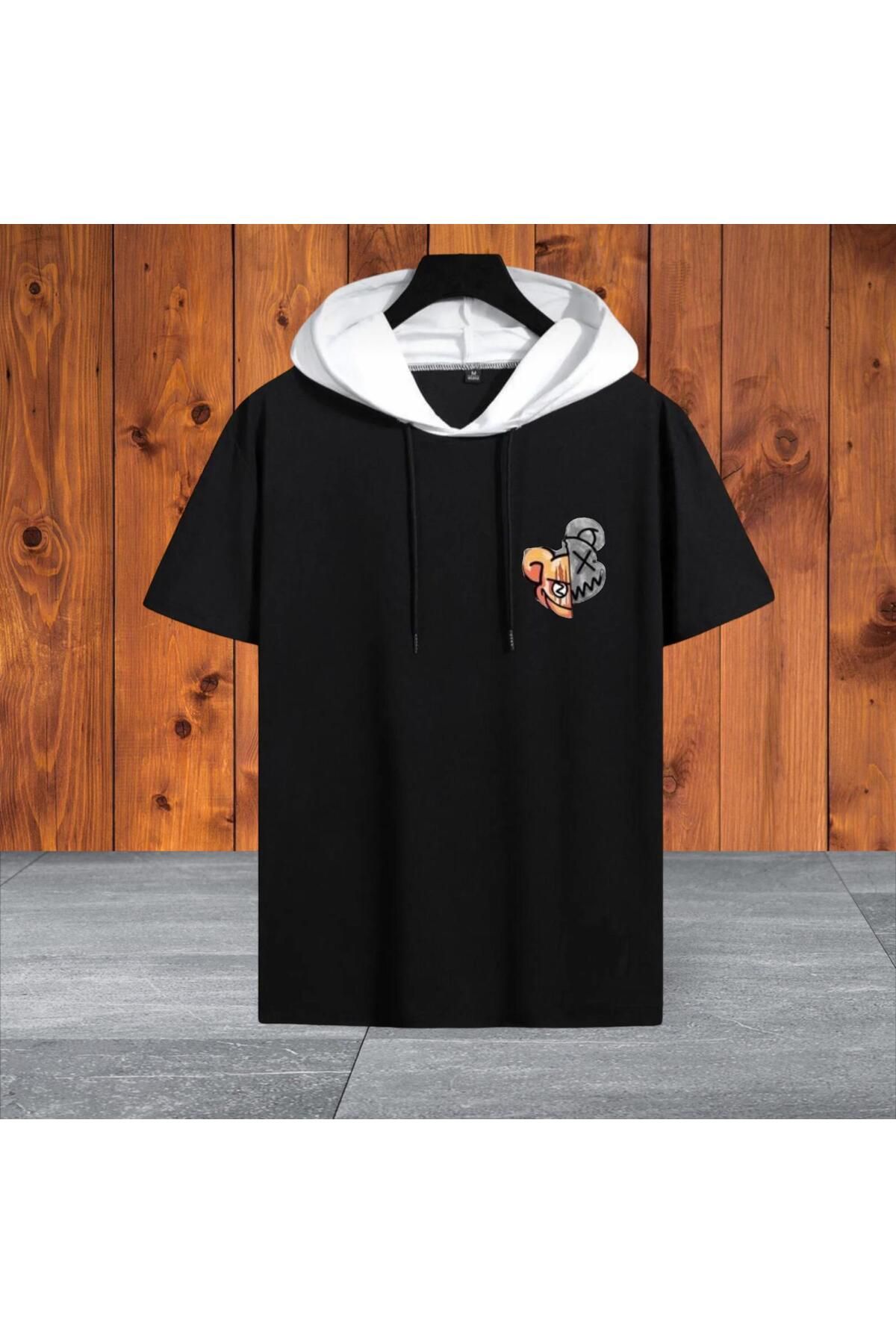 İmpavido-oversize white hooded t-shirt digital printed 4