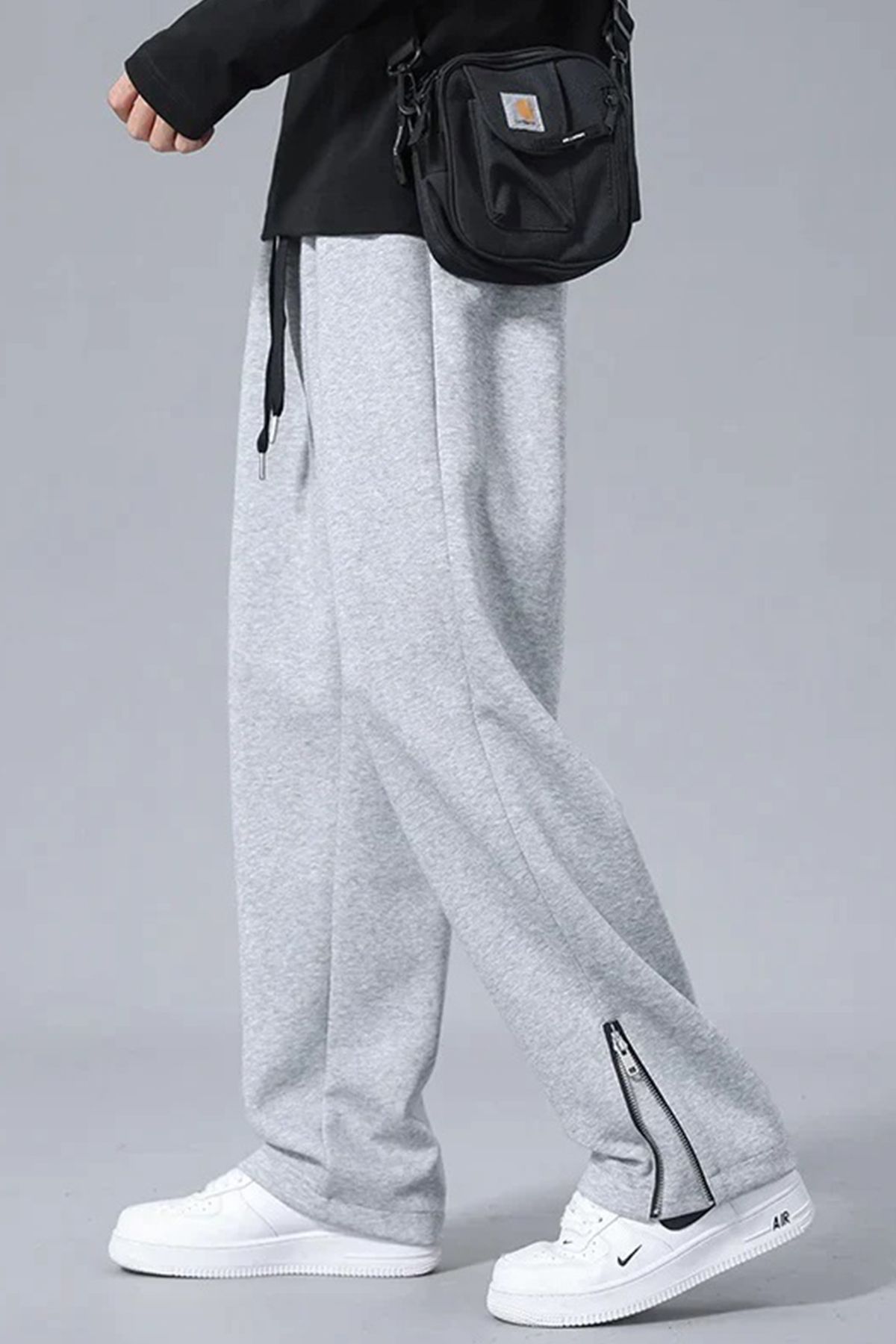 SALIENDO Pantaloni De Sport Largi, Gri, Cu Fermoar, Pentru Bărbați Masculin - XL