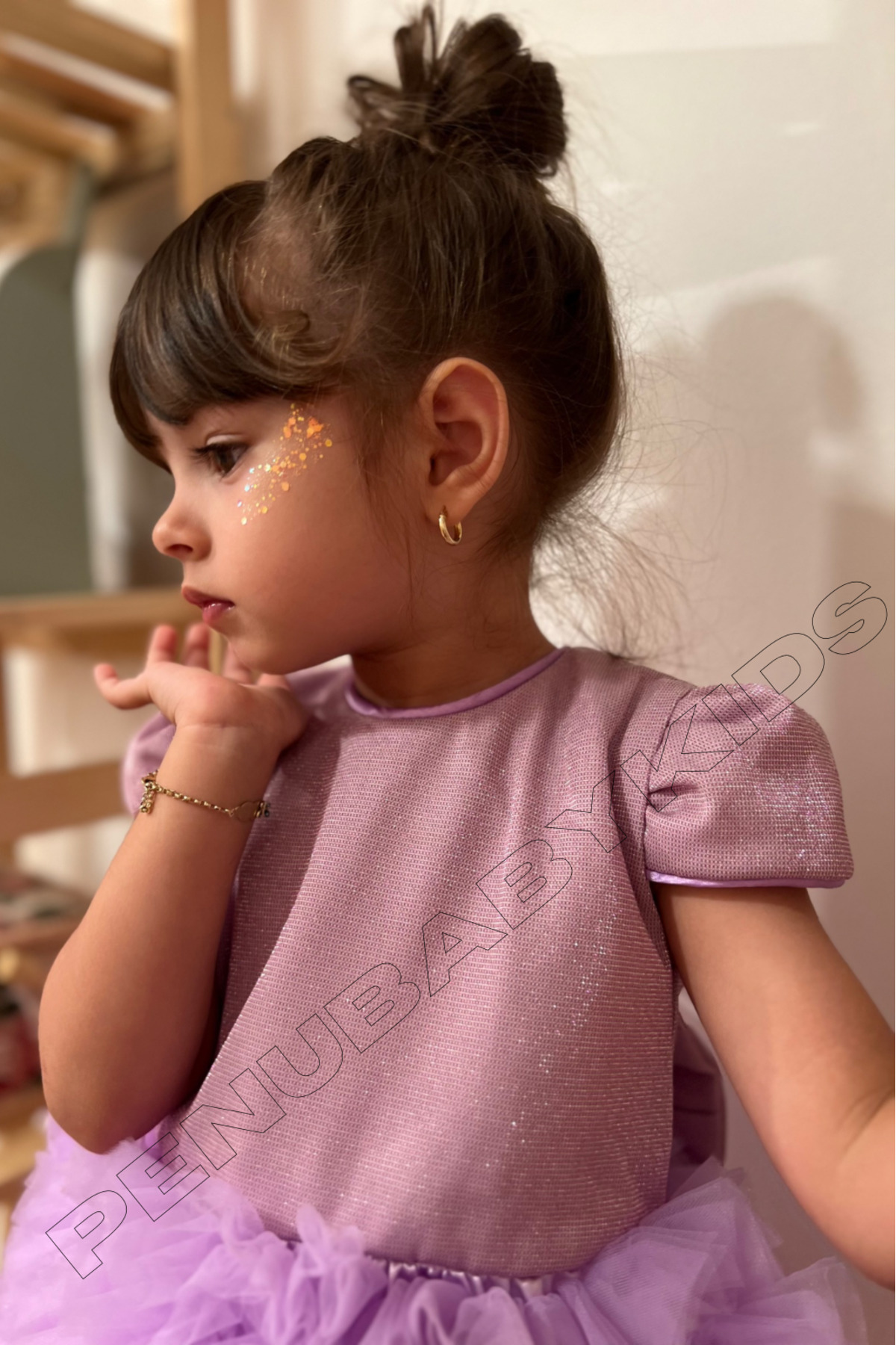 penu baby kids Lila Tütülü Kısa Kol Kız Bebek Elbise - Princess fotoğrafı 4 (önizleme)