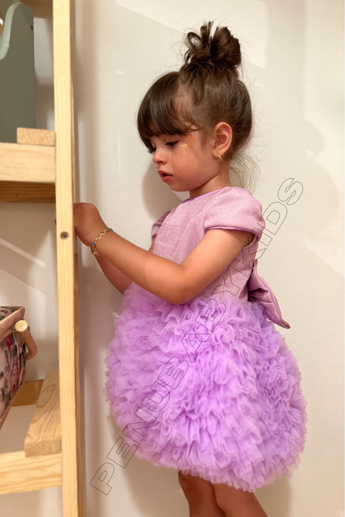 penu baby kids Lila Tütülü Kısa Kol Kız Bebek Elbise - Princess fotoğrafı 3 (önizleme)