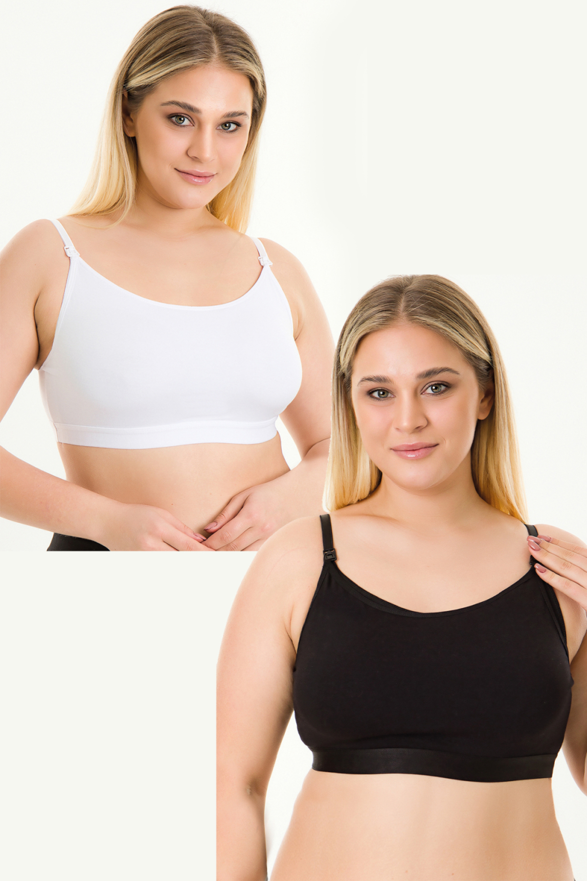 MS HAMİLE İÇ GİYİM Emzirme Yarım Atleti 2li Set HG0065 siyah-beyaz fotoğrafı 2 (önizleme)