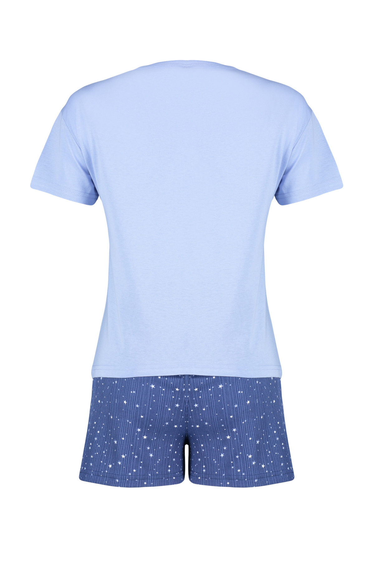 Trendyol Collection-Σετ πιτζάμες με μοτίβο αστεριών 100% βαμβακερό μπλε σορτς - THMSS24PT00202 8