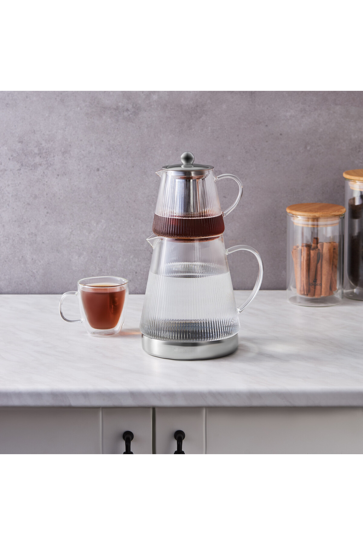 Karaca Keops Borosilikatglas-teekanne, 1500 Ml, Glas, Trinkgefäß, Temperaturbeständiger