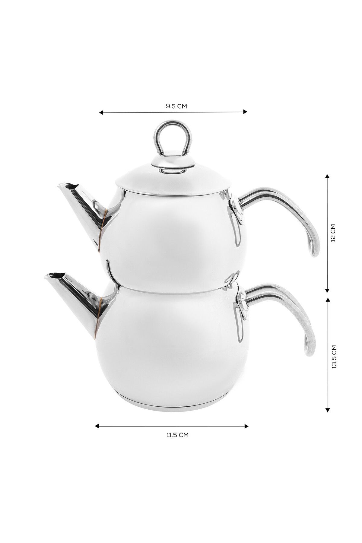 Karaca-Adelya Mini Teekannen-Set aus Metall, Teekanne 0,65 Lt + Teekannendeckel Trinker 1,1 Lt 3