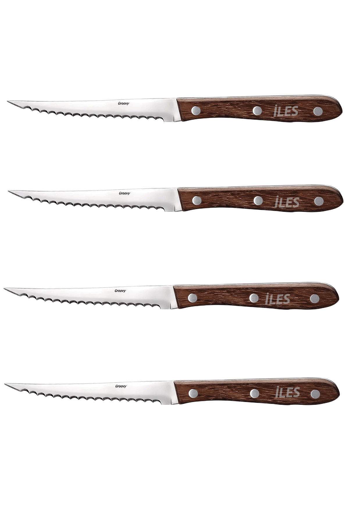 İLES-Groovy Rose Handle Steak Knife Set of 4 2
