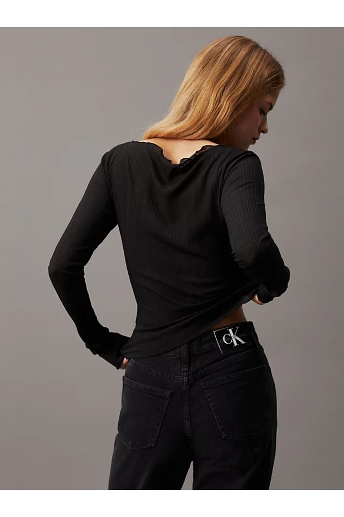 Calvin Klein Sheer Ribbed Long Sleeve T Shirt Fiyat Yorumlar Trendyol