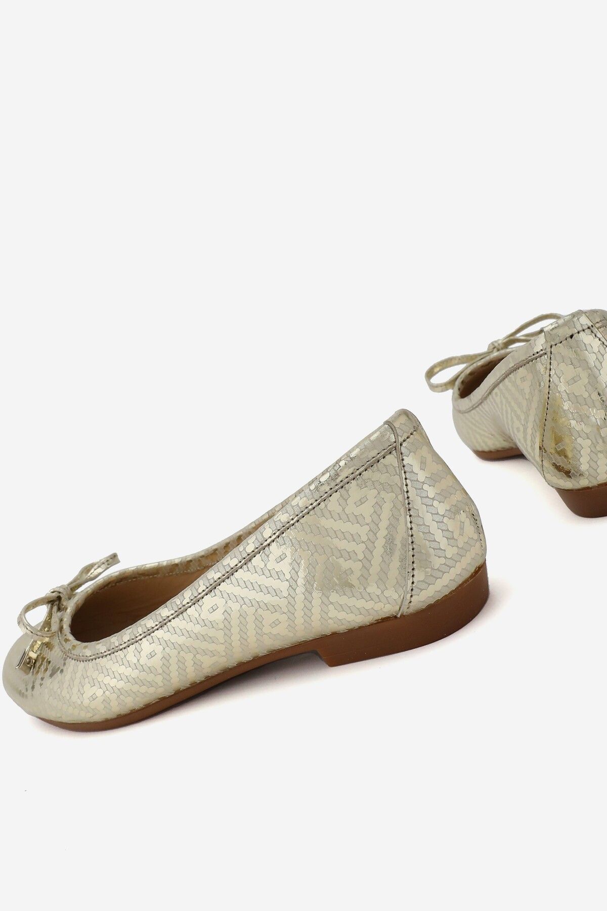 بابیت طلایی زنانه رنگ DORE باله کمان چرمی طبیعی واقعی TUNAELLİ
